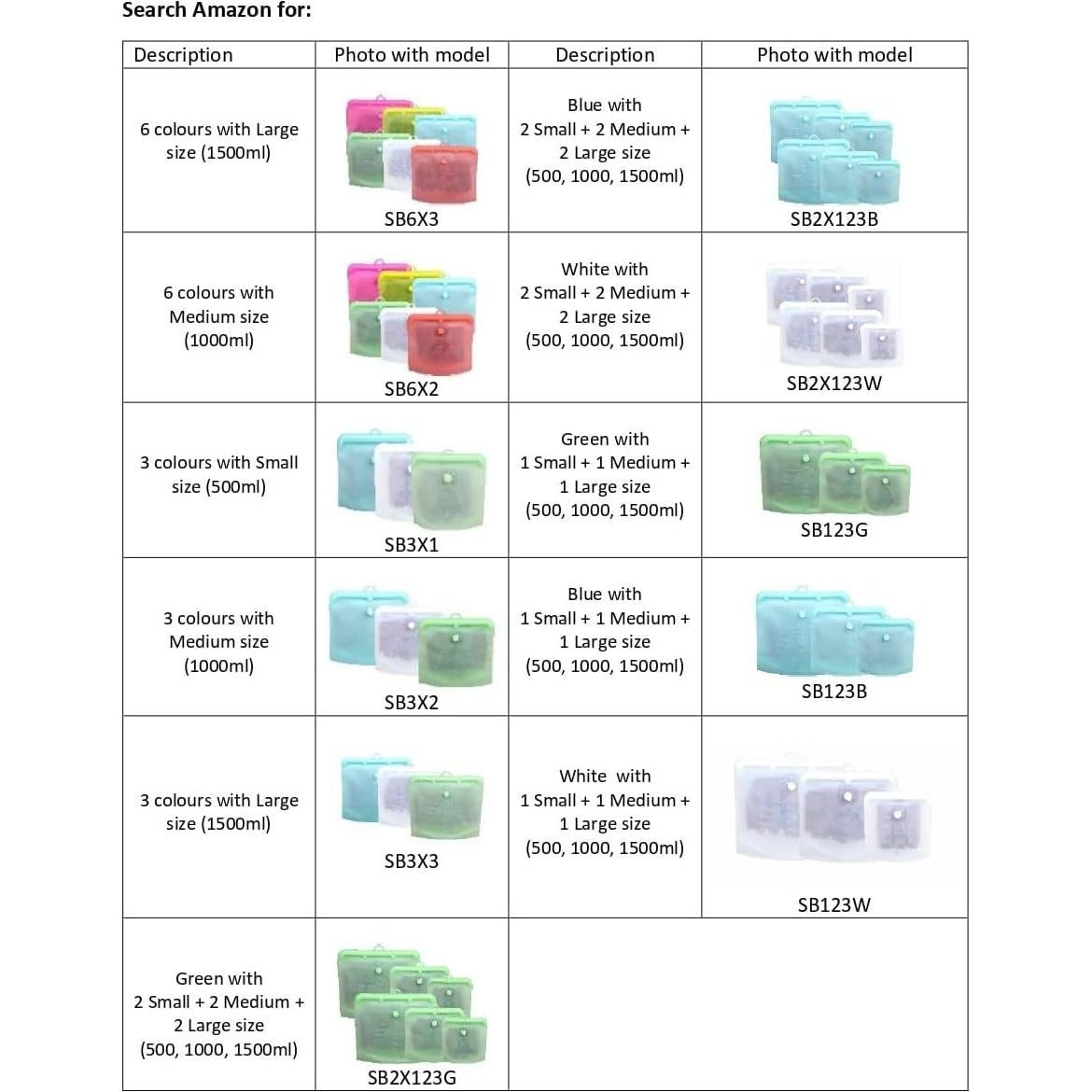 Bolsa de Silicona Reutilizable 3R Grande - 3 Piezas Ecológicas