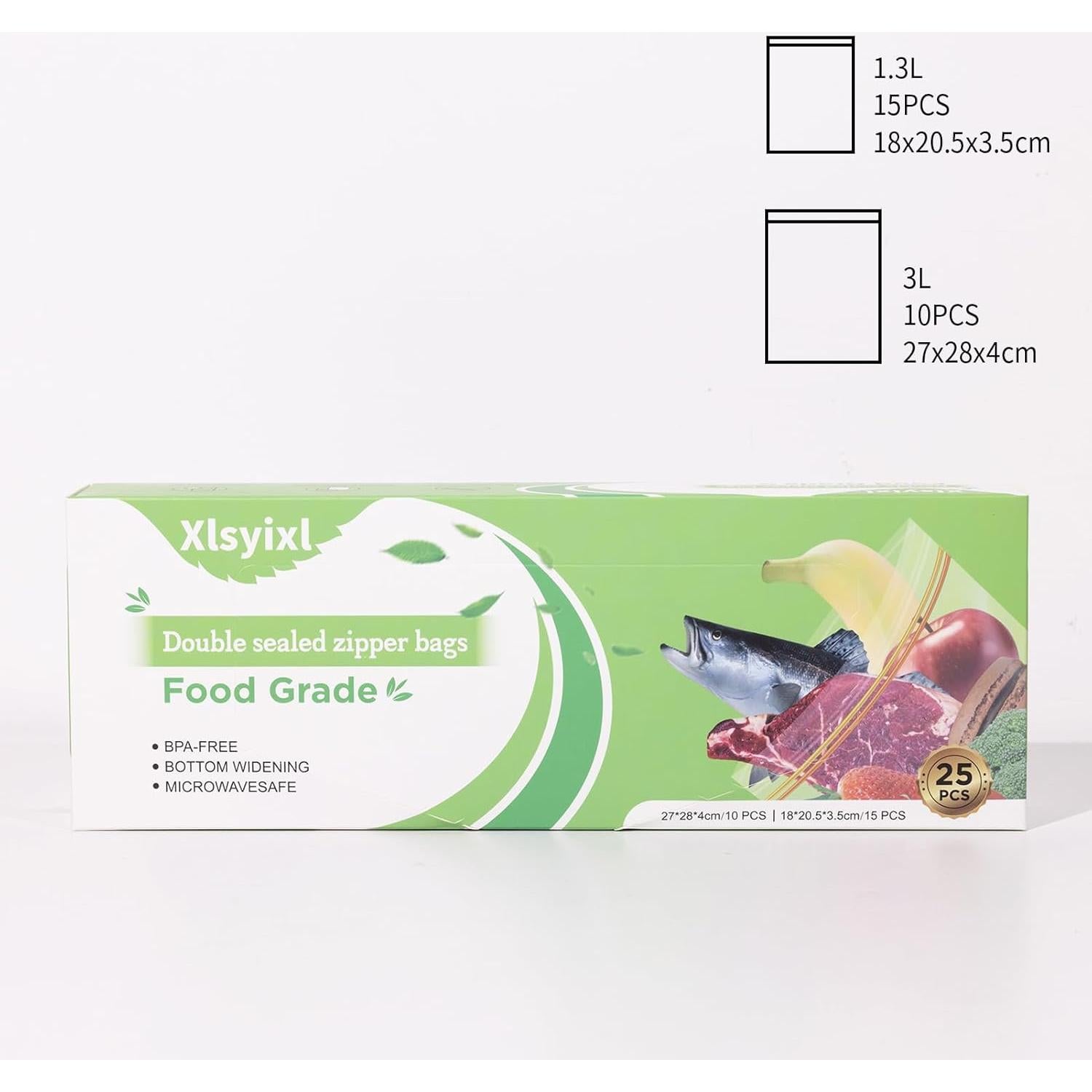 Bolsas de Almacenamiento Reutilizables Xlsyixl 25 Piezas 1.3QT y 3QT