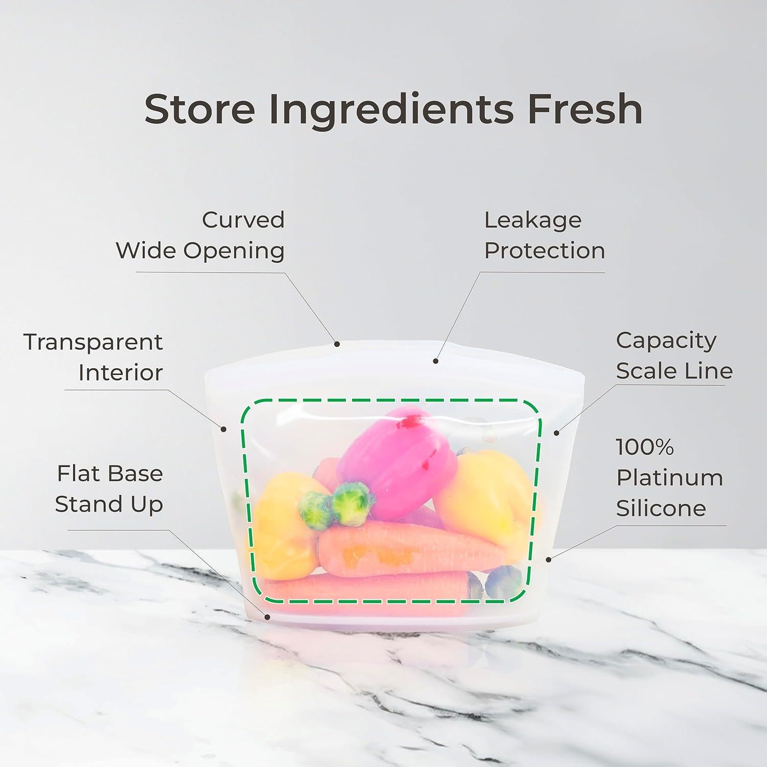 Bolsa de Almacenamiento de Silicona Firgi 3 Set Blanca 2.77kg