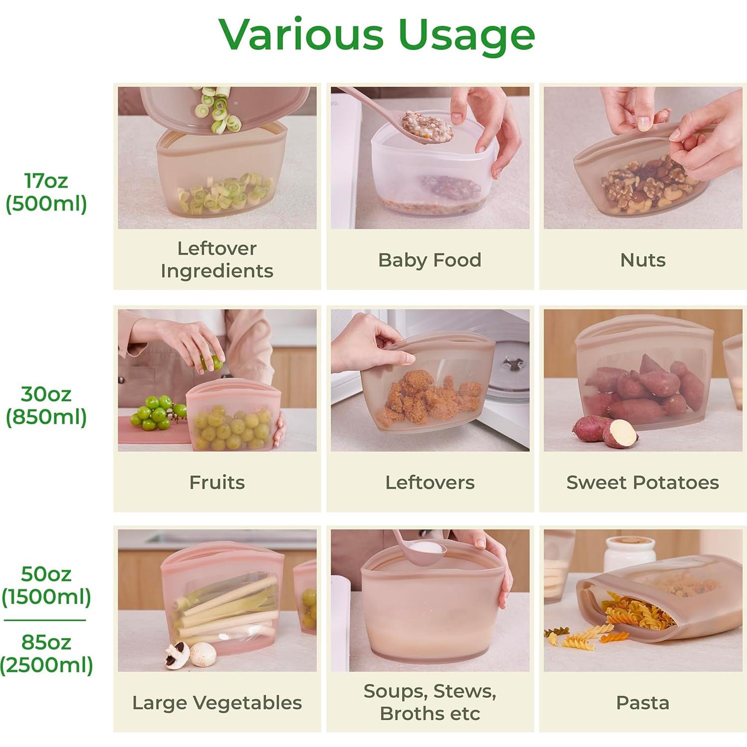 Bolsa de Almacenamiento de Silicona Firgi 3 Set Blanca 2.77kg