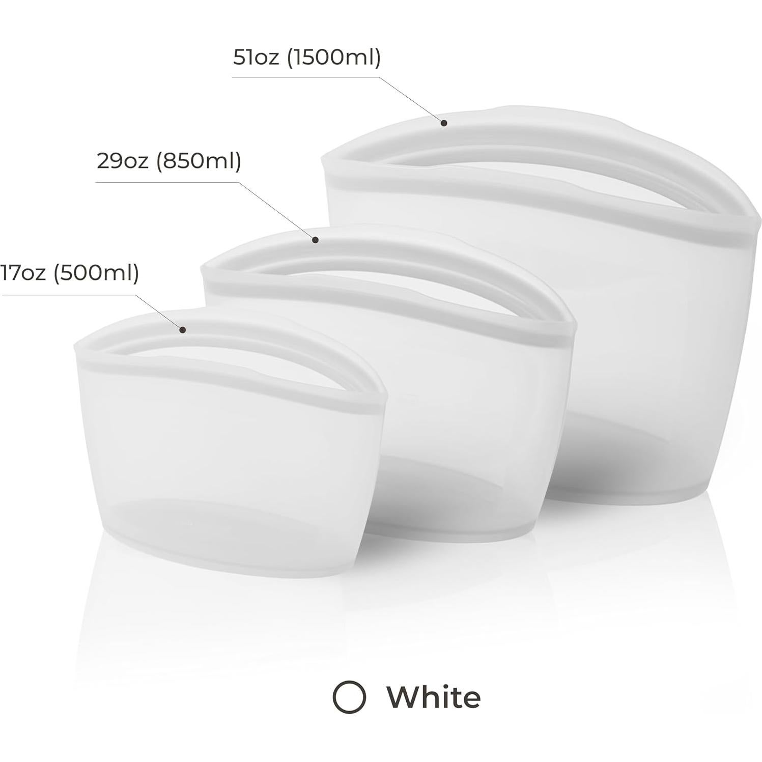 Bolsa de Almacenamiento de Silicona Firgi 3 Set Blanca 2.77kg