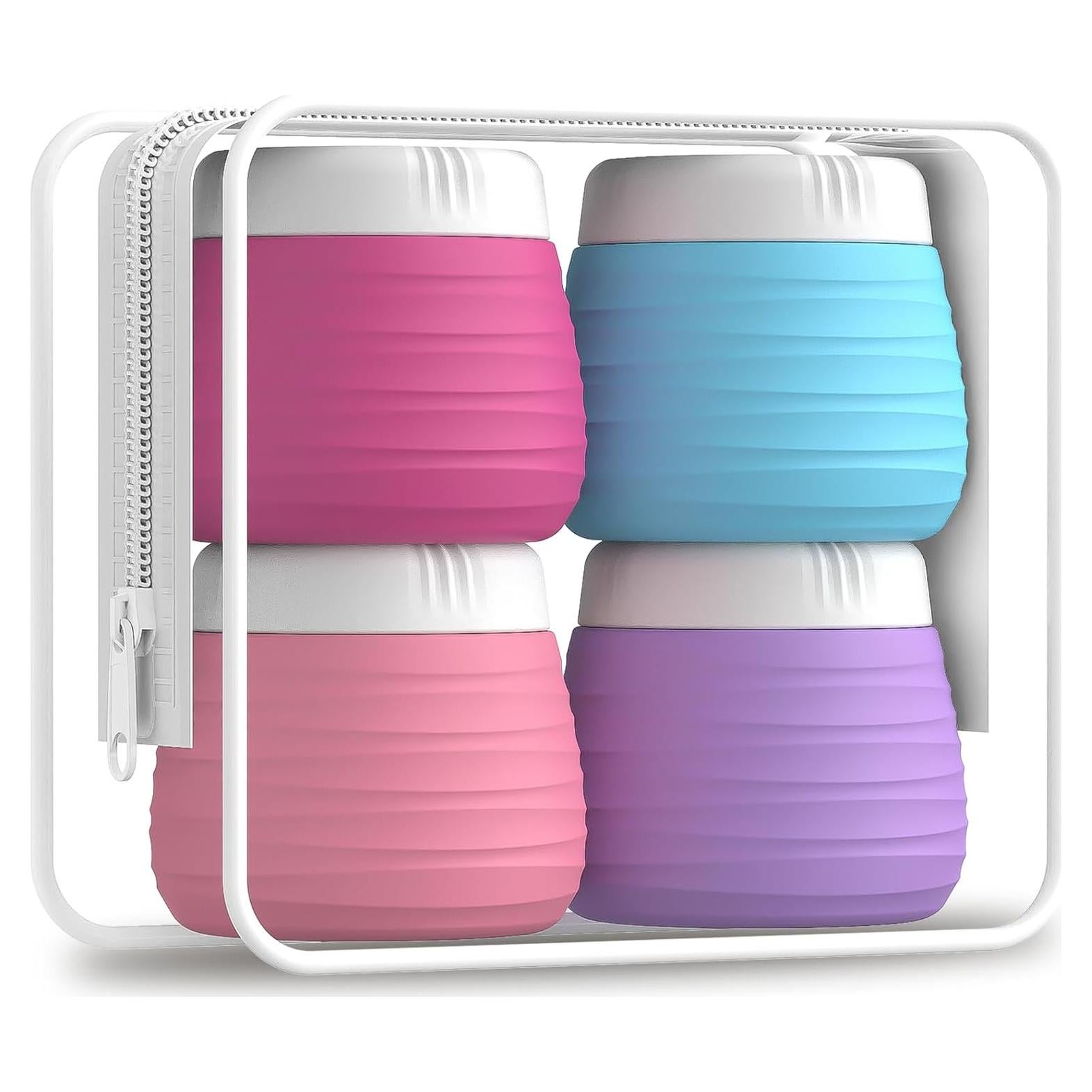 Contenedores de Viaje Silevoler 4 Tarros Silicona 50ml Aprobados TSA