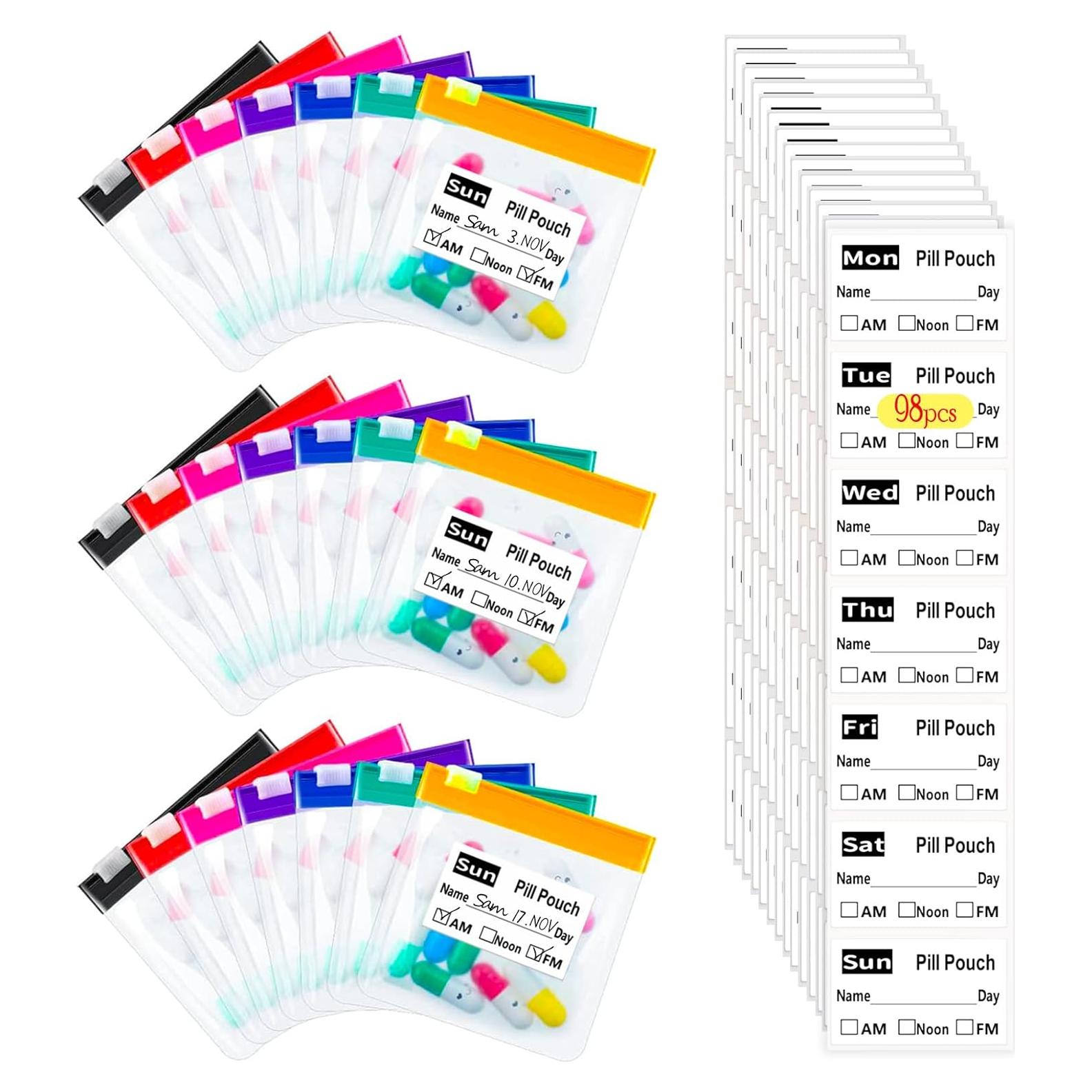 Organizador de Pastillas de Viaje NC - 21 Bolsas Reutilizables
