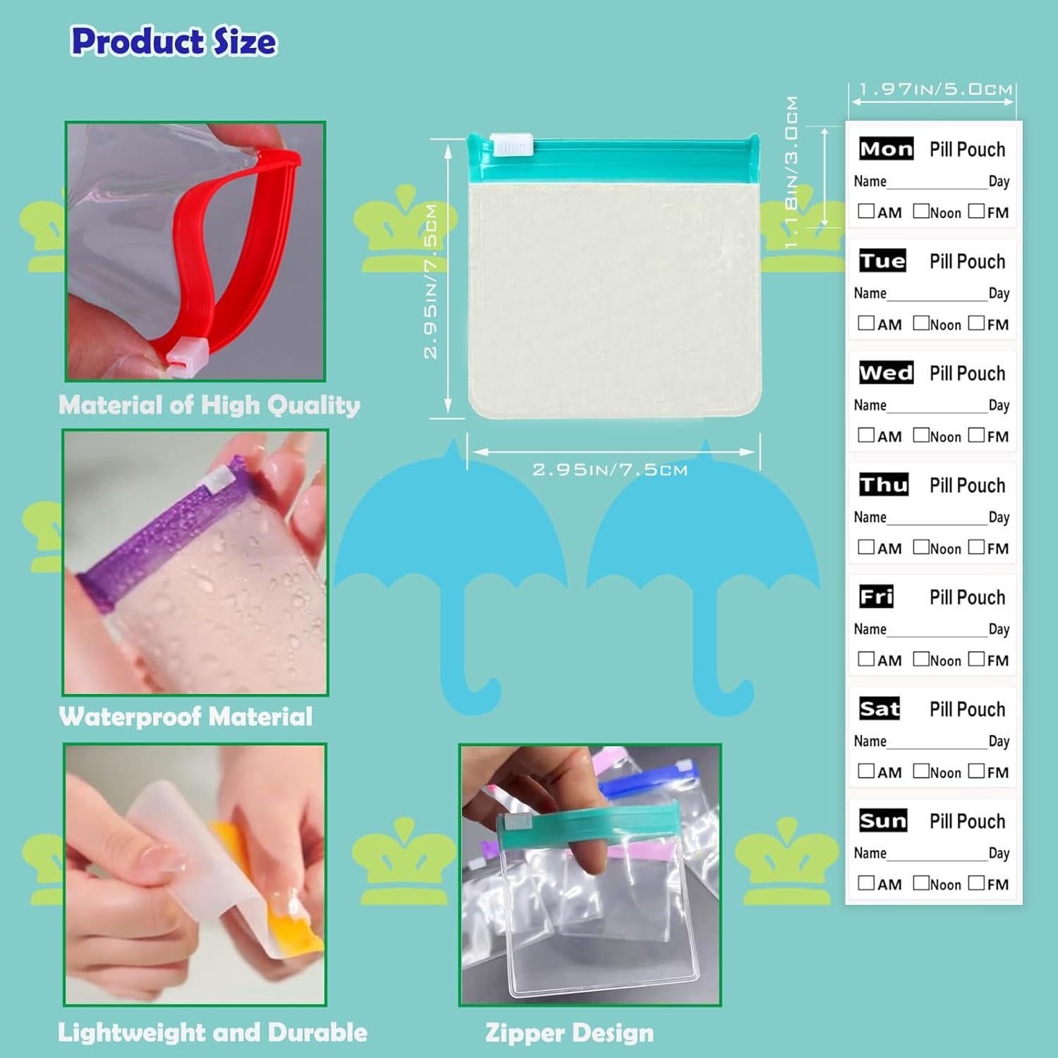 Organizador de Pastillas de Viaje NC - 21 Bolsas Reutilizables