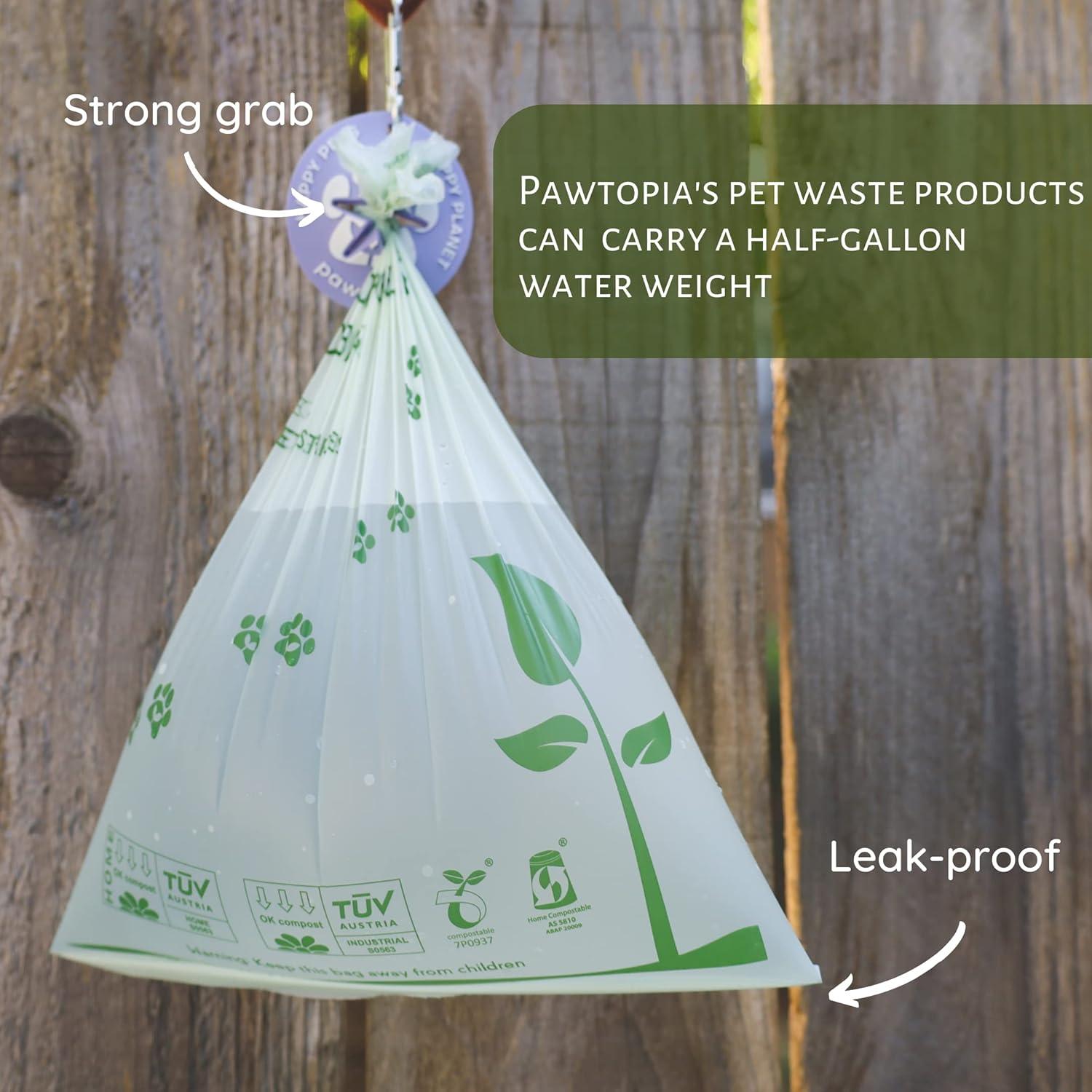 Bolsas de Poop Compostables Pawtopia 120 Unidades + Portabolsas