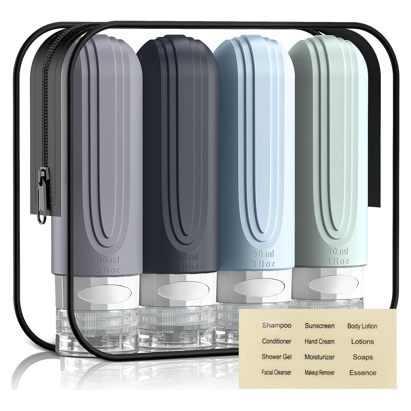 Botellas de Viaje YIIMER 3oz Silicona Aprobadas por TSA Gris