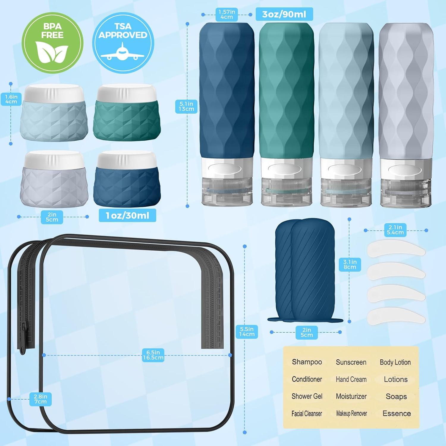 Set de 16 Botellas de Viaje Silevoler Aprobadas por TSA