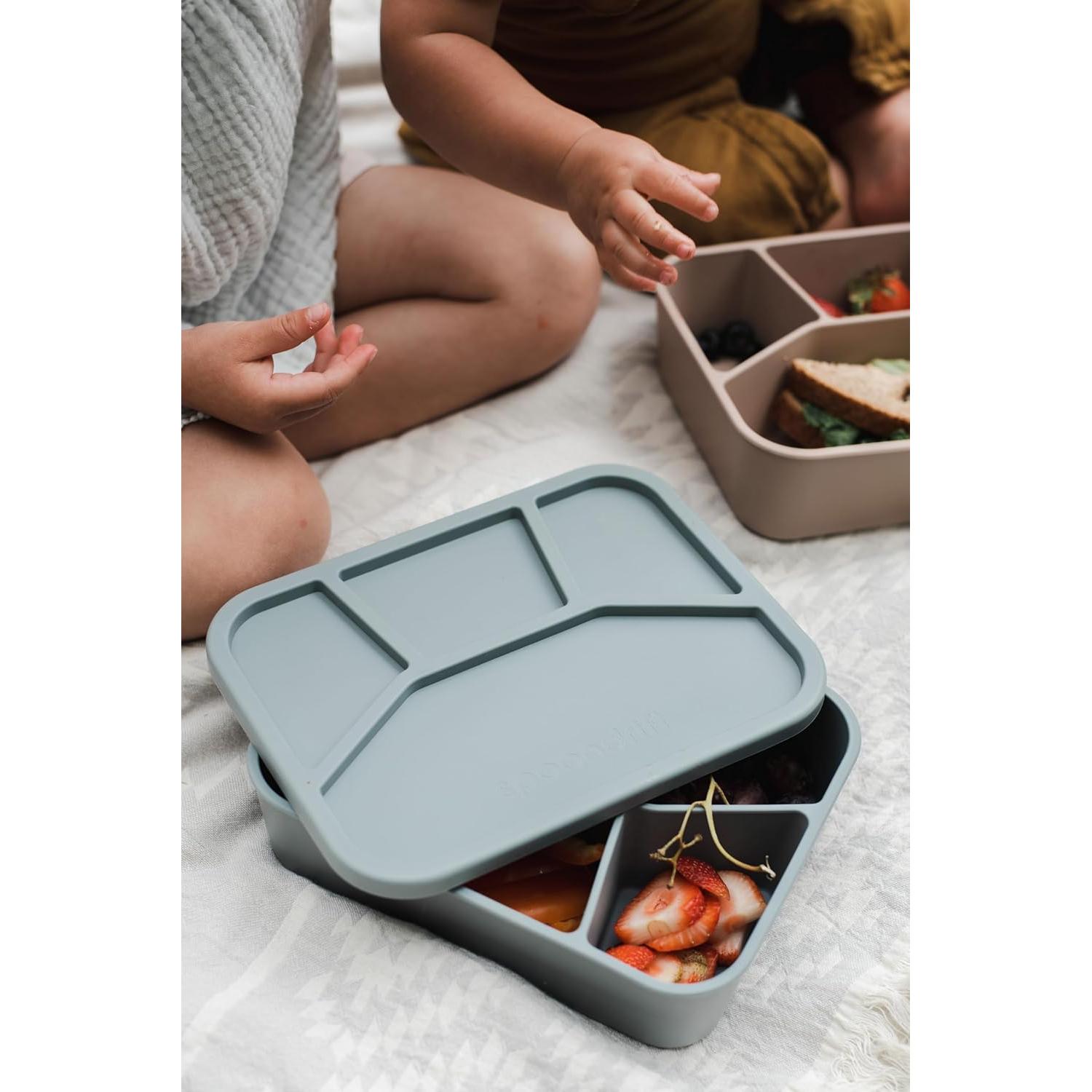 Caja Bento de Silicona Spoondrift 4 Compartimentos Gris Claro