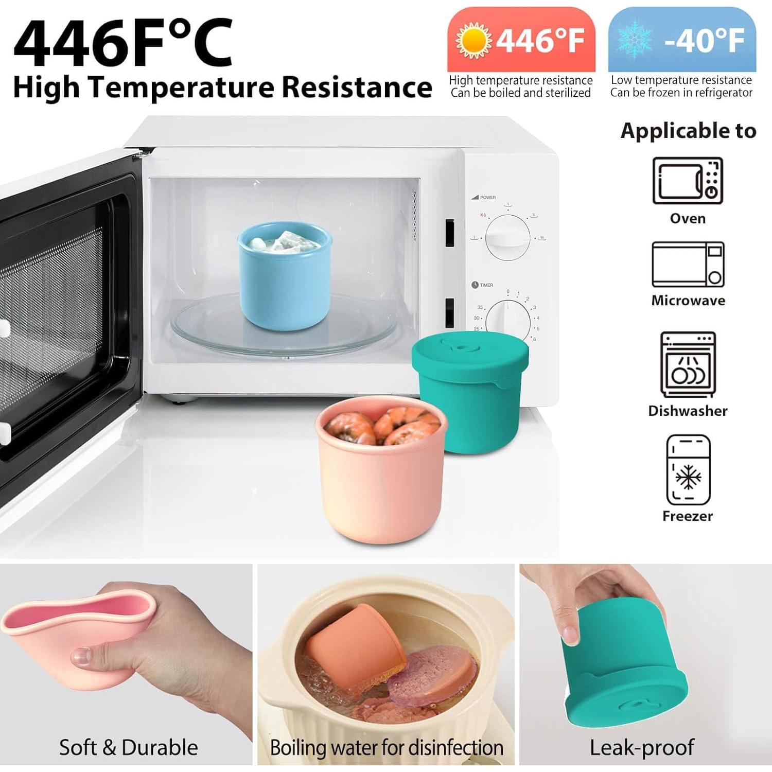 Paquete de 4 Contenedores de Silicona 1 Taza VPASION