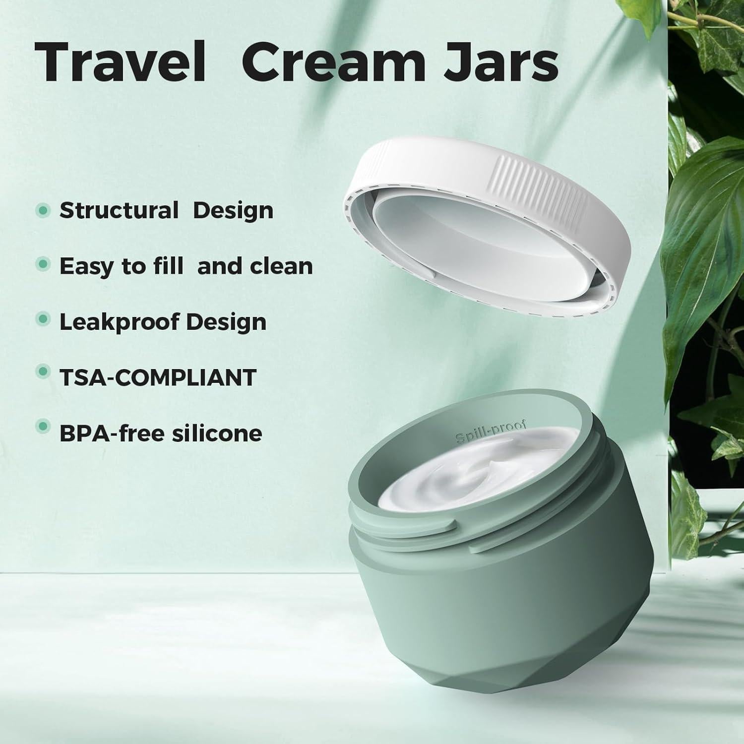 Contenedores de Viaje WLEAD 50ML Silicona A prueba de Fugas