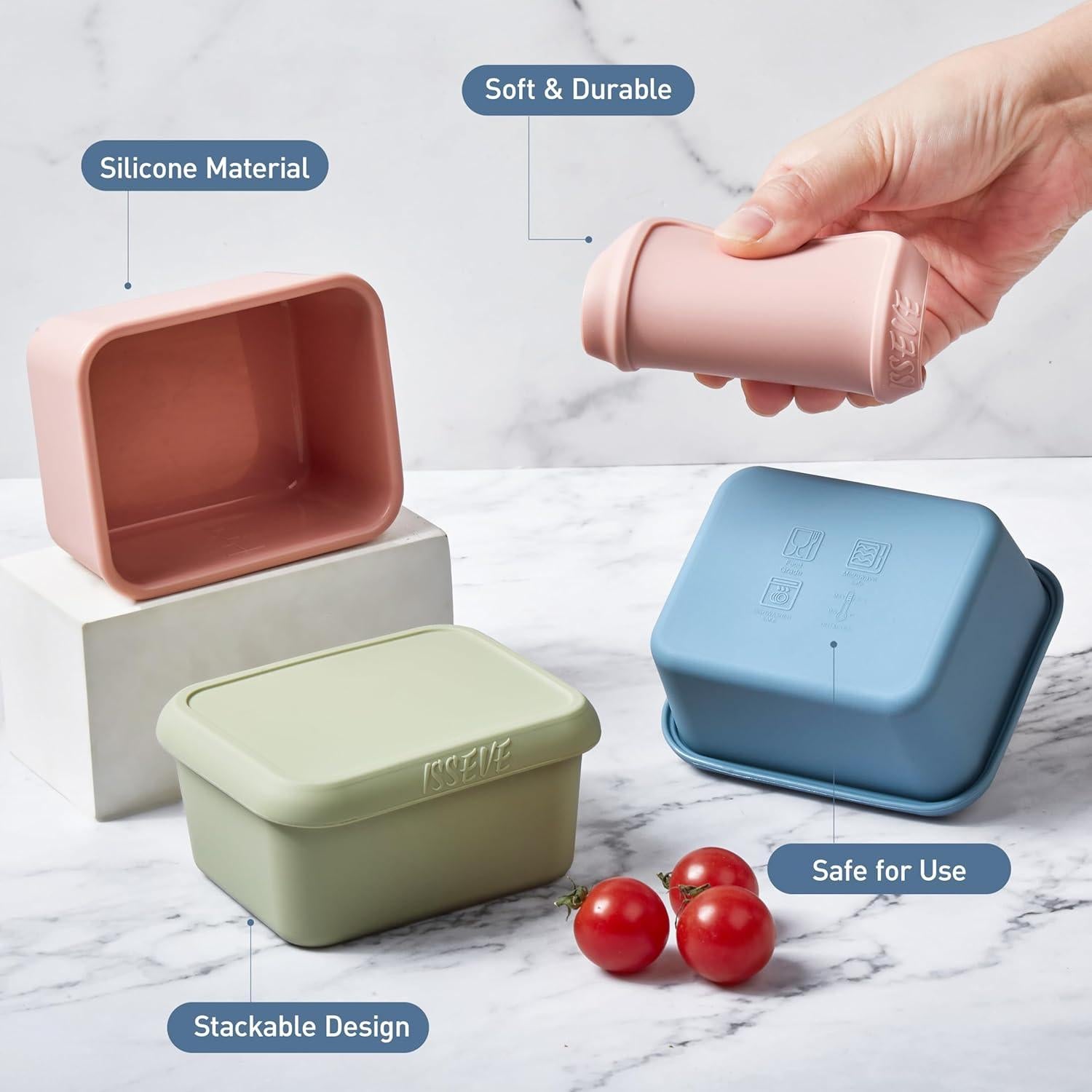 Contenedores de Silicona ISSEVE 8oz Reutilizables para Snacks