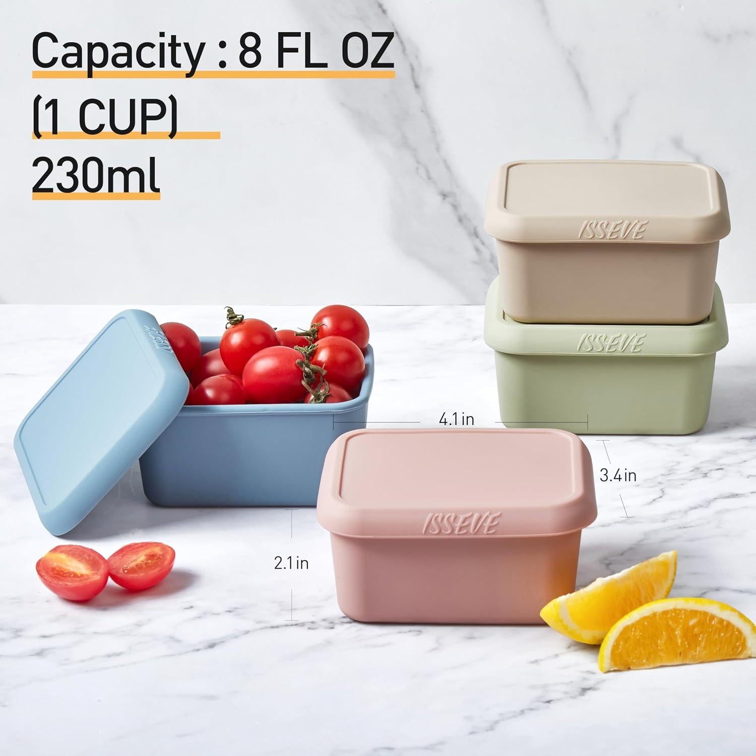 Contenedores de Silicona ISSEVE 8oz Reutilizables para Snacks
