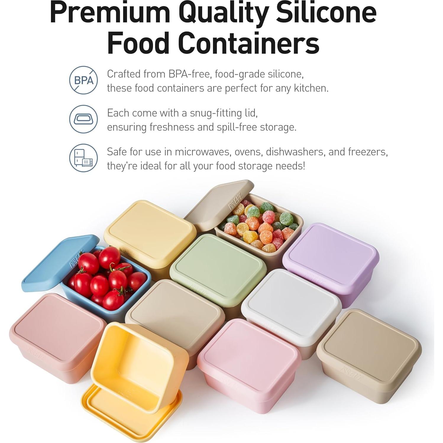 Contenedores de Silicona ISSEVE 8oz Reutilizables para Snacks