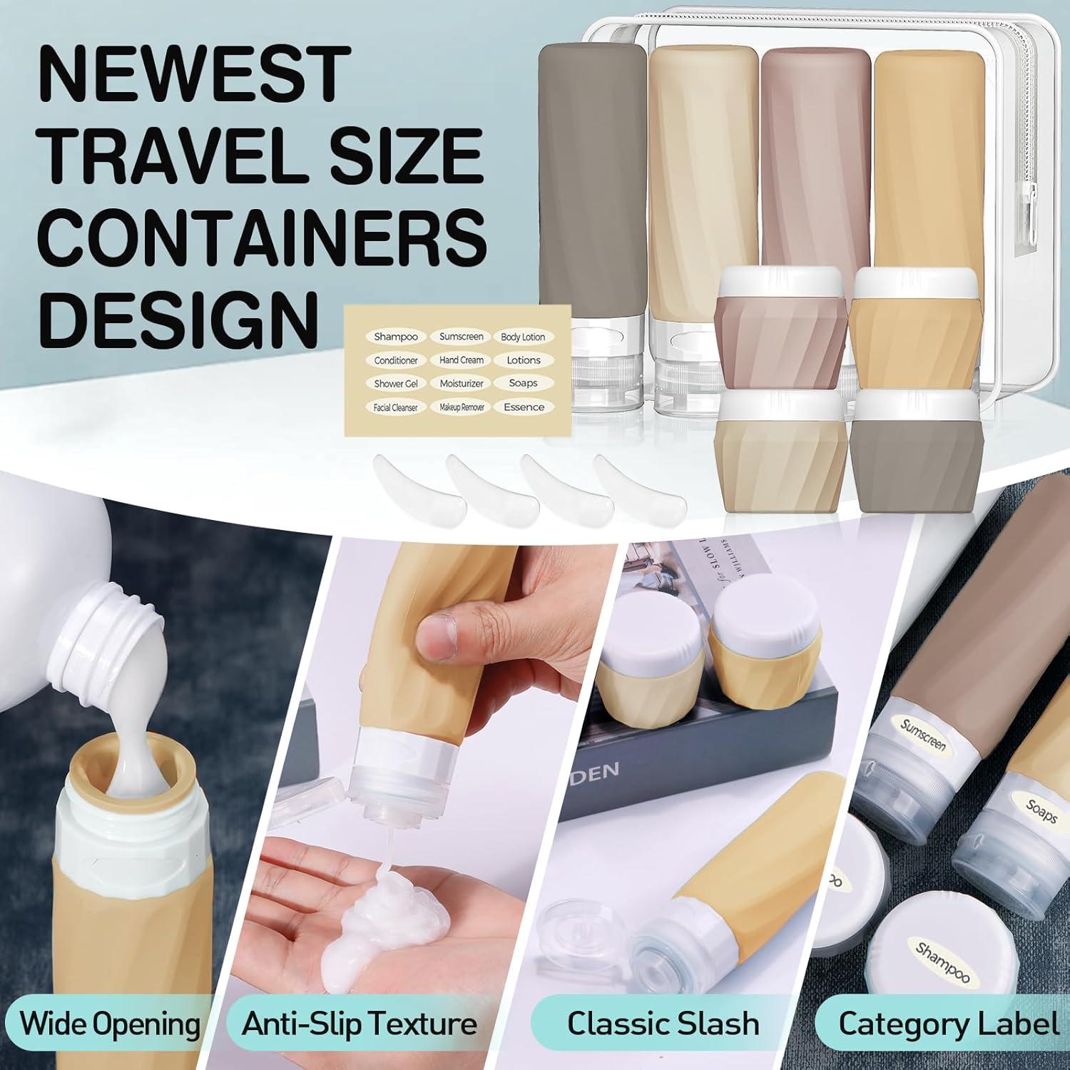 Set de 14 Botellas de Viaje Silevoler Silicona Aprobadas TSA