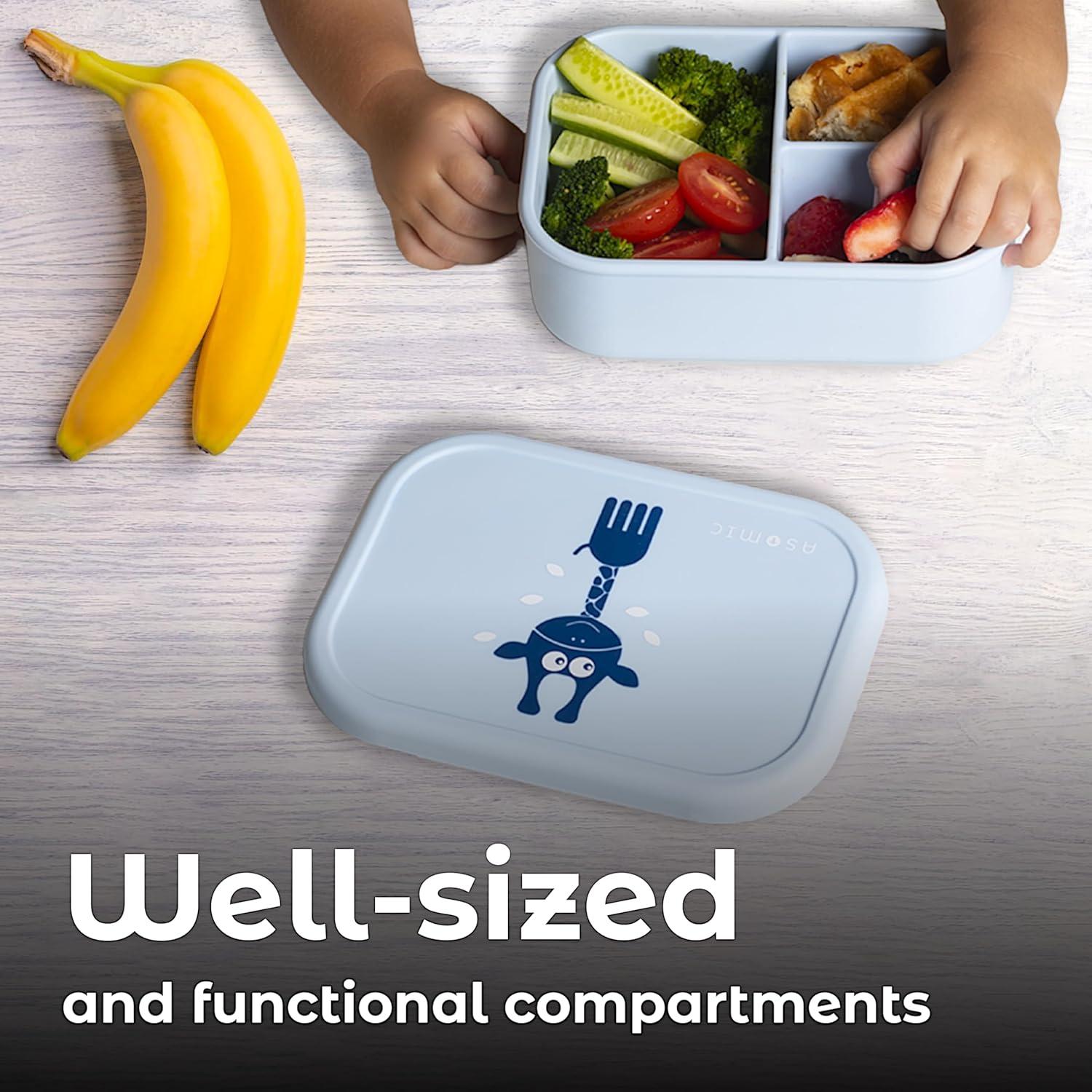 Caja de Almuerzo de Silicona ASOMIC 800ml 3 Compartimentos Lavanda