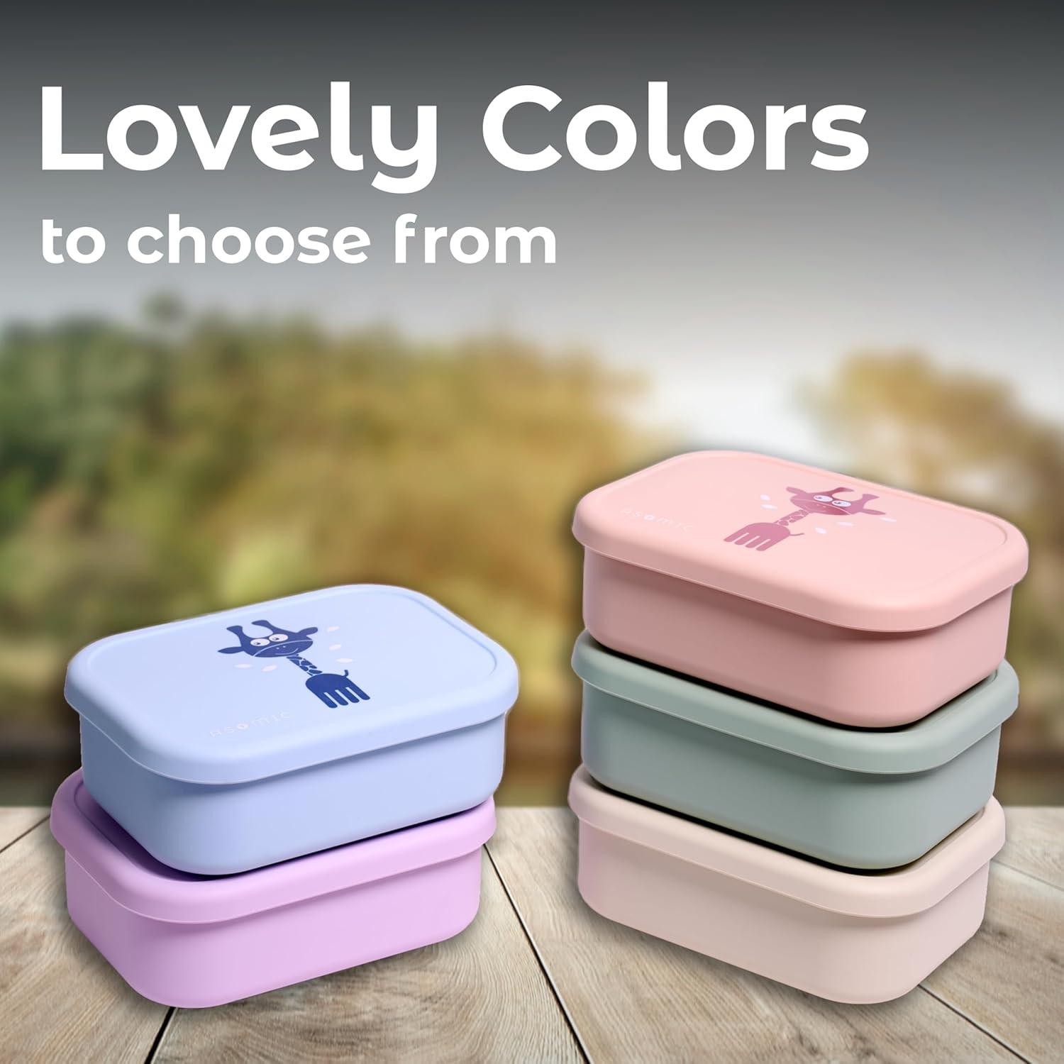 Caja de Almuerzo de Silicona ASOMIC 800ml 3 Compartimentos Lavanda