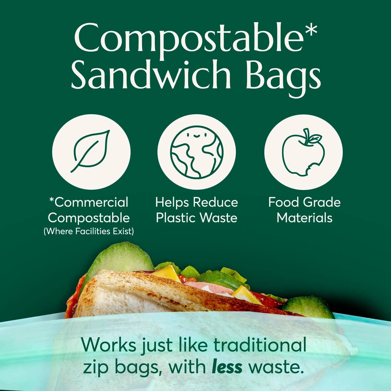 Bolsas de Almacenamiento Compostables Cleanomic 25 Unidades Sándwich
