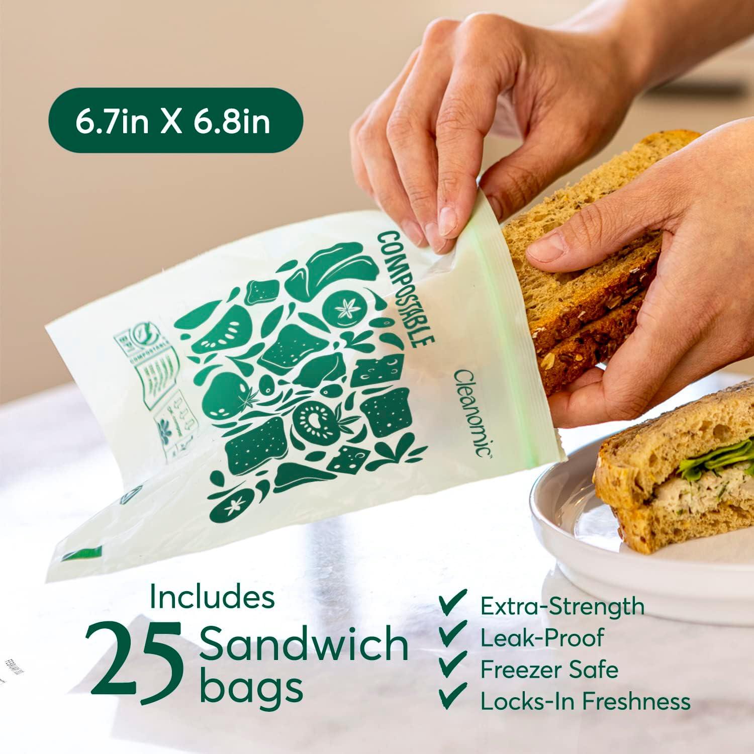 Bolsas de Almacenamiento Compostables Cleanomic 25 Unidades Sándwich