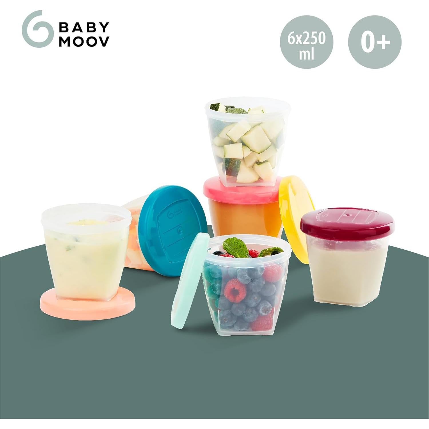 Frascos de Comida para Bebés Babymoov Set 6x227g Sin BPA
