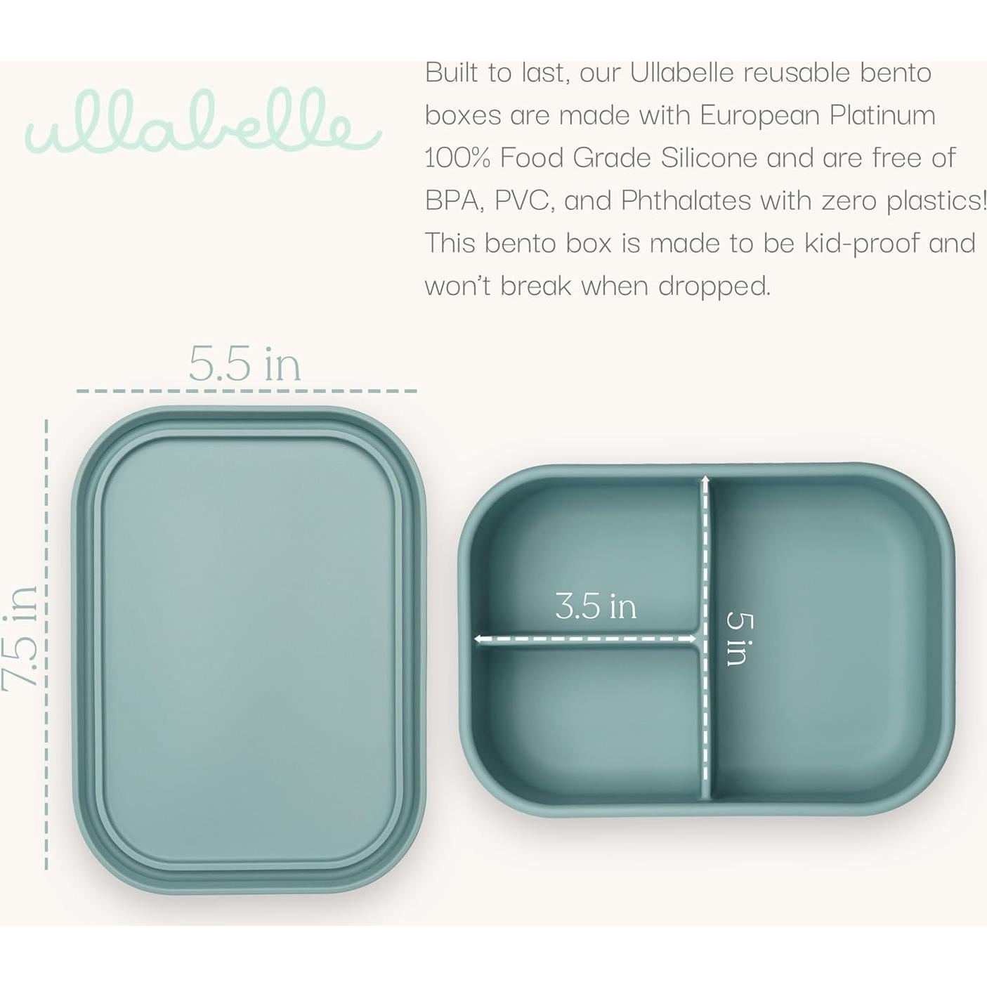 Caja Bento de Silicona Ullabelle Verde 0.45kg Apta Microondas