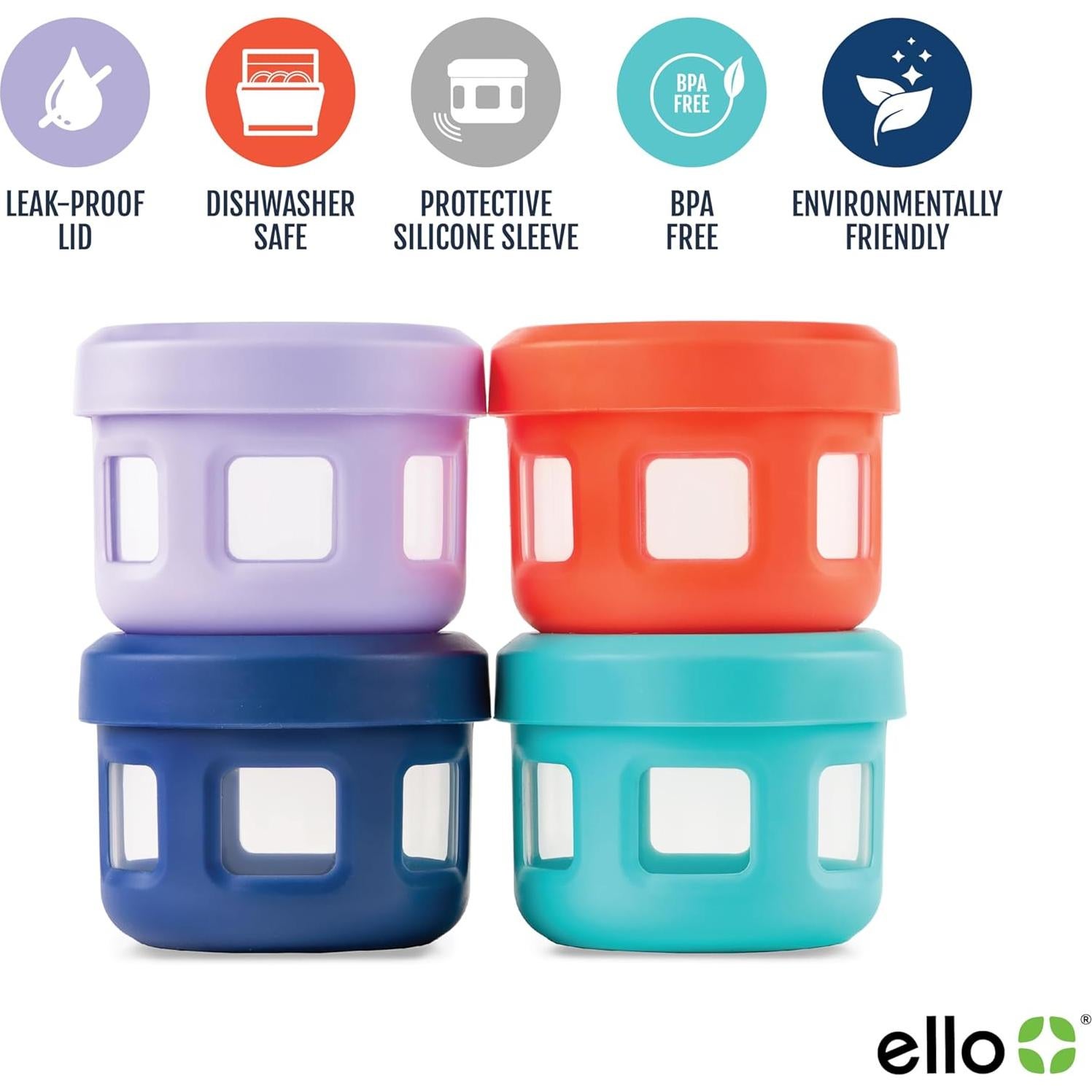 Contenedores de Condimentos Reutilizables Ello 4oz 4 Piezas