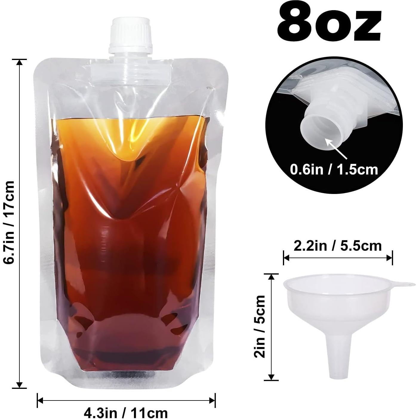 Botellas de Plástico Keon 237ml - 10 Pcs + 2 Embudos