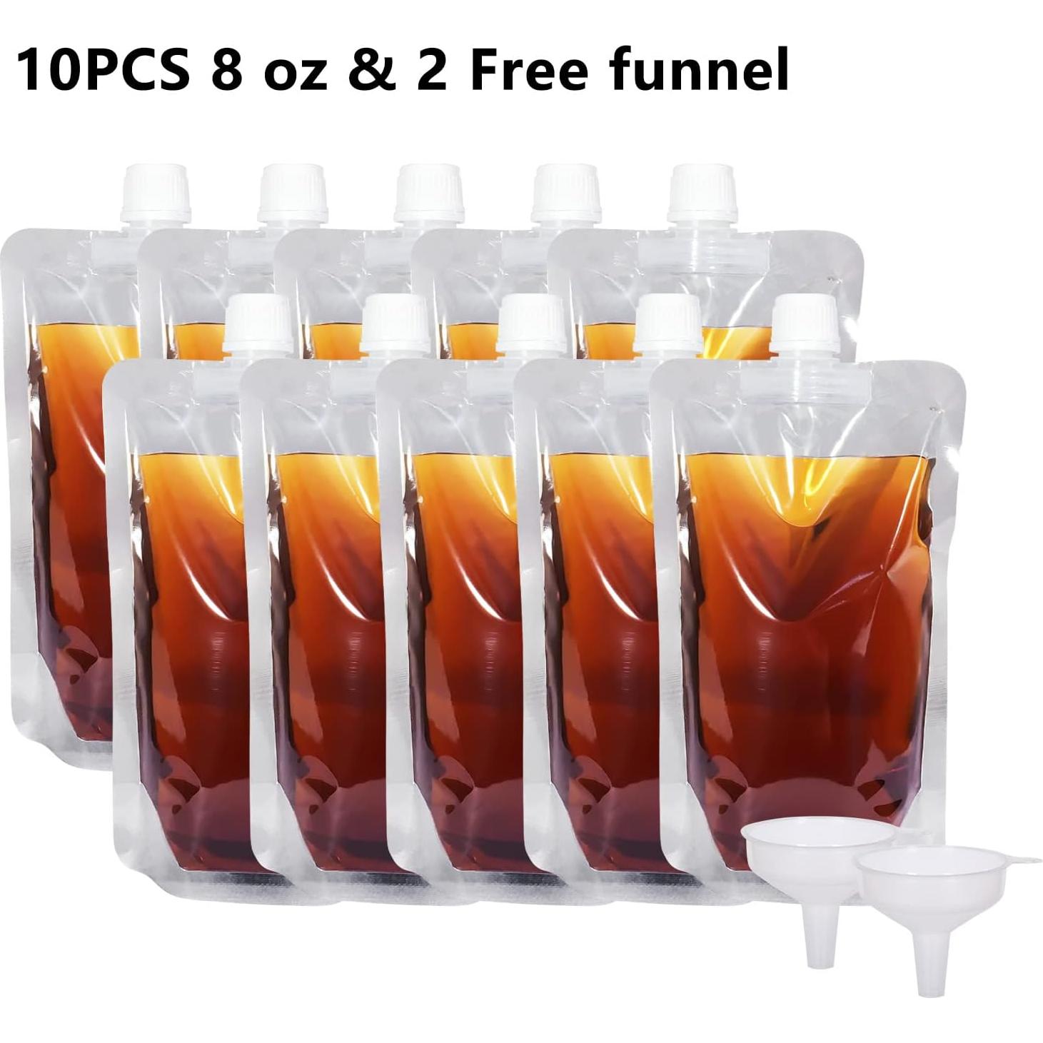 Botellas de Plástico Keon 237ml - 10 Pcs + 2 Embudos