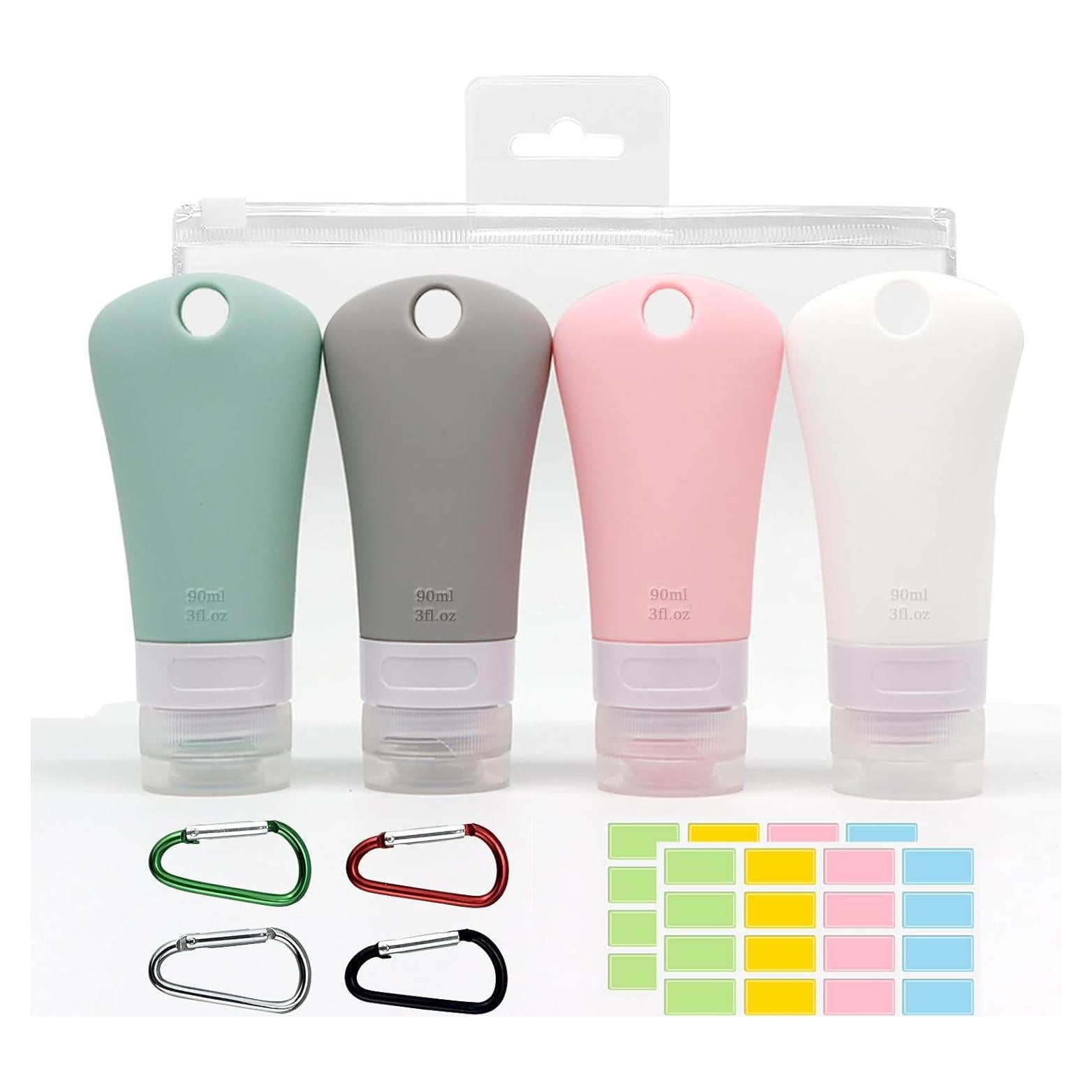 Juego de Botellas de Silicona BetterJonny 4 Pcs 89.8 ml Viaje