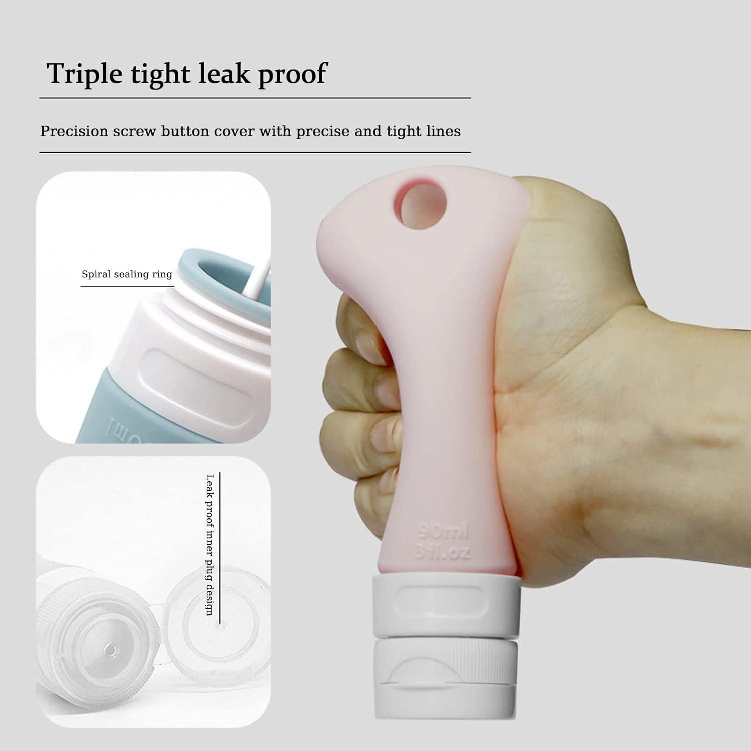 Juego de Botellas de Silicona BetterJonny 4 Pcs 89.8 ml Viaje