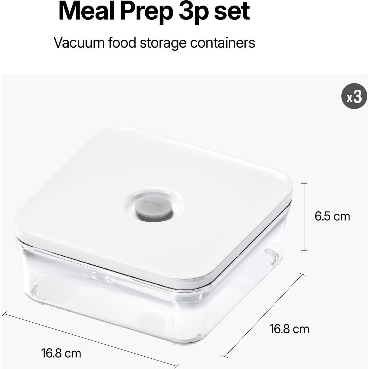 Contenedor de Almacenamiento Hermético VAKUEN 3pcs 0.8L