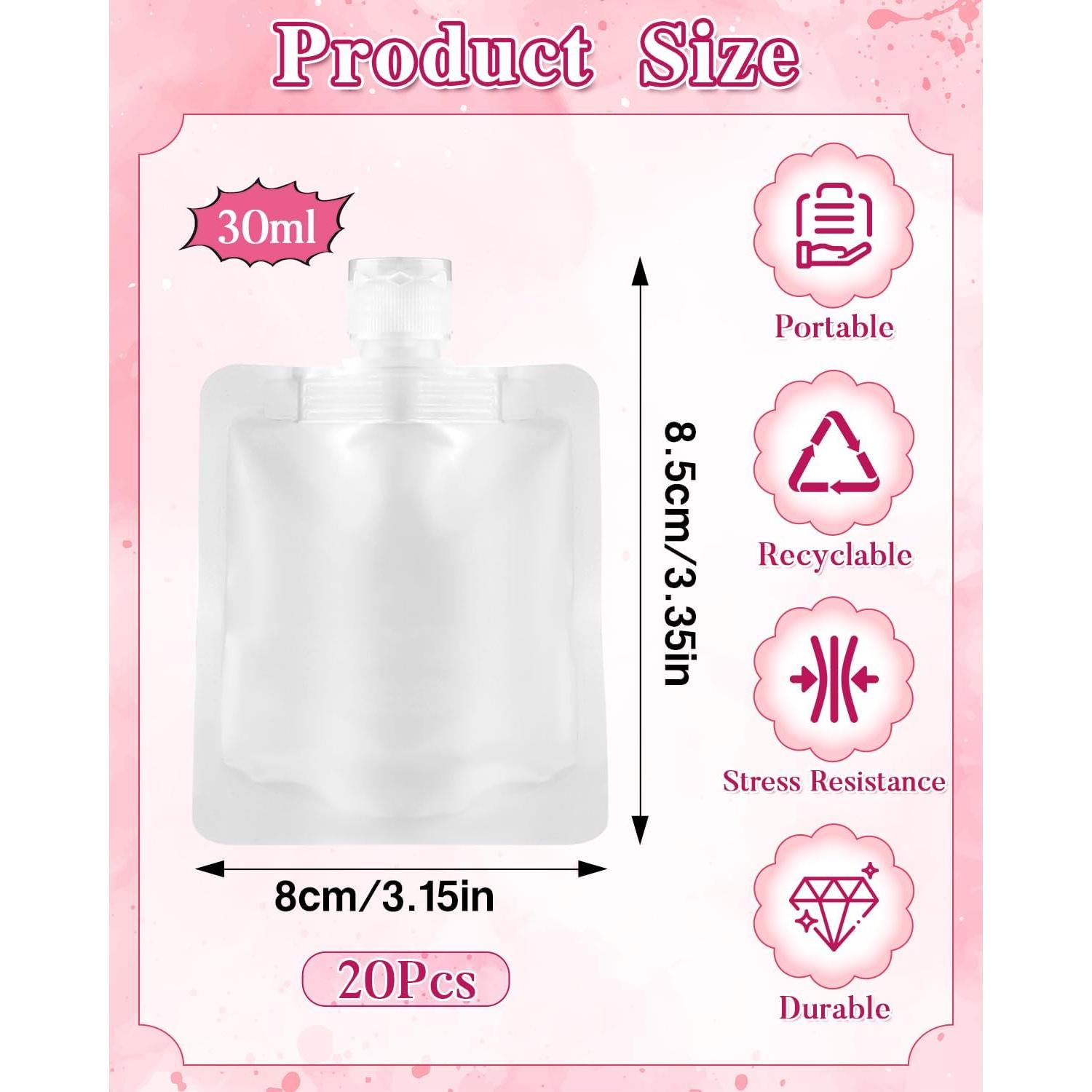 Set de 20 Bolsas de Líquido de Viaje EORTA 30ml a Prueba de Fugas