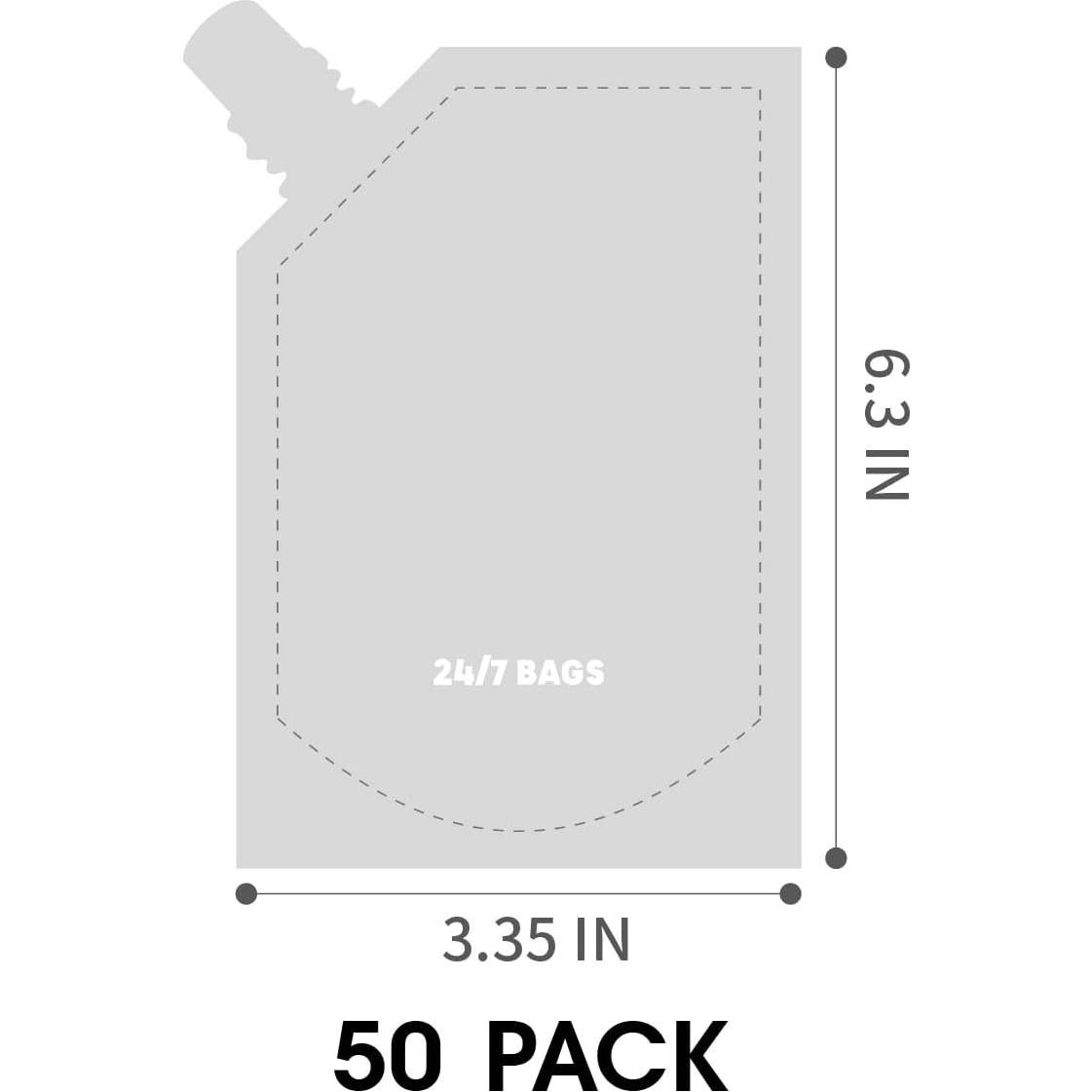 BOLSAS 24/7 - Paquete de 50 Bolsas Desechables 8 oz con Tapa