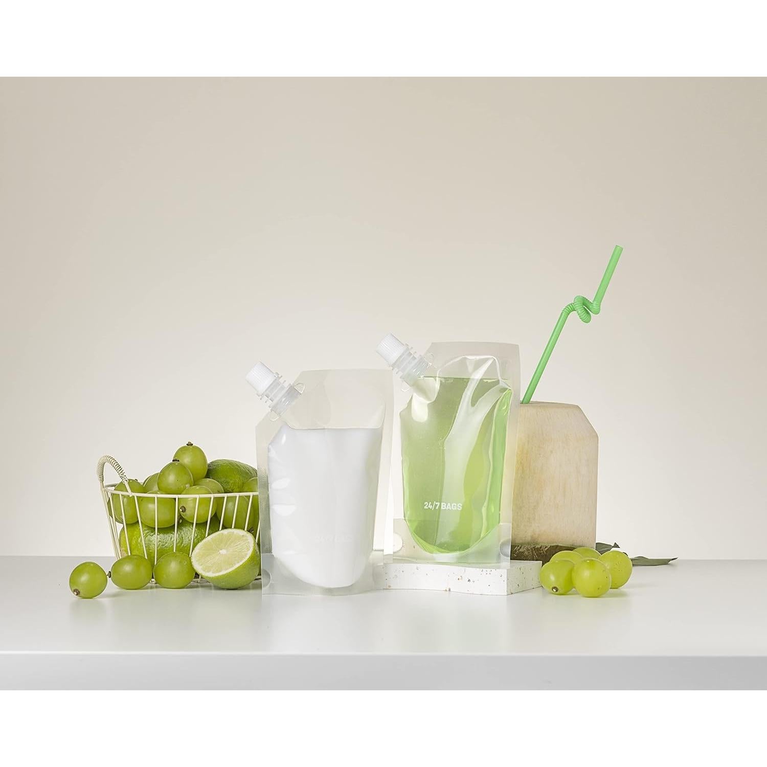 BOLSAS 24/7 - Paquete de 50 Bolsas Desechables 8 oz con Tapa