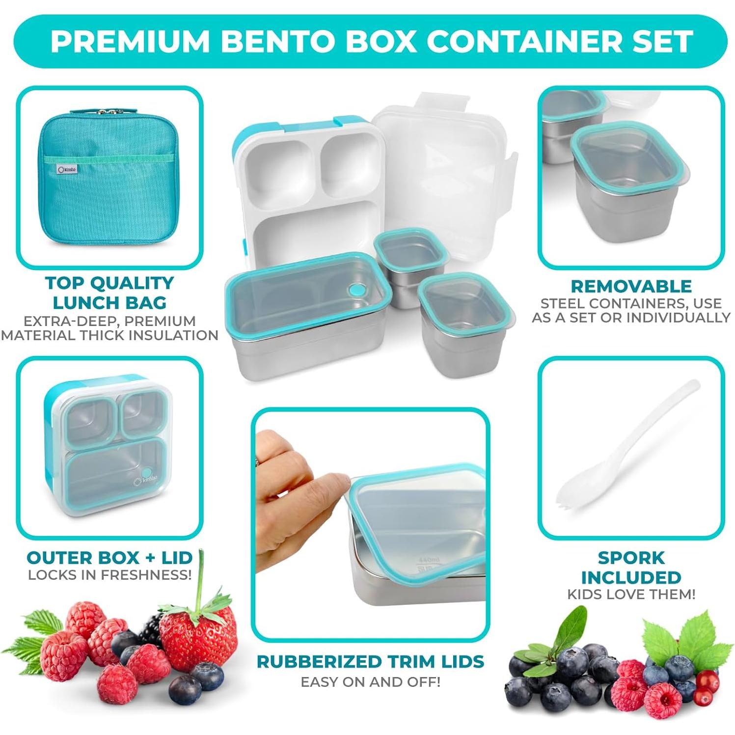 Set de Almuerzo Bento Kinsho Acero Inoxidable 720 ml Teal