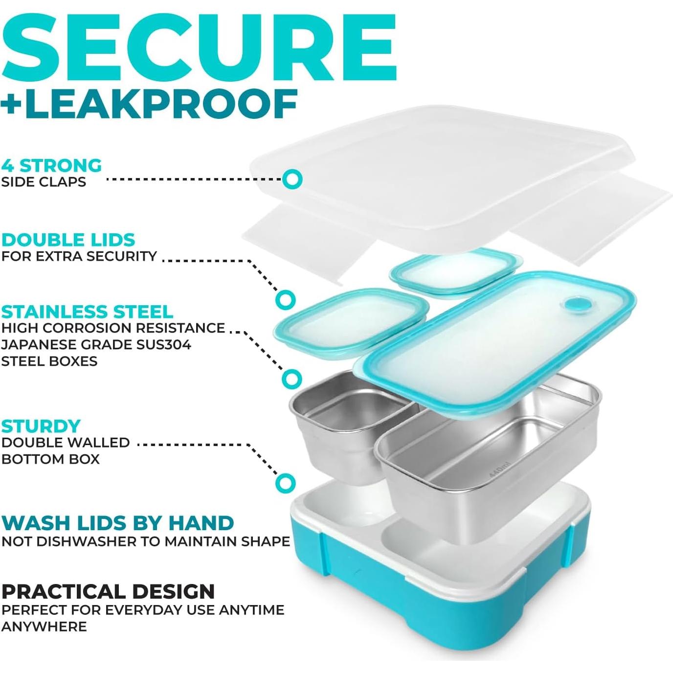 Set de Almuerzo Bento Kinsho Acero Inoxidable 720 ml Teal