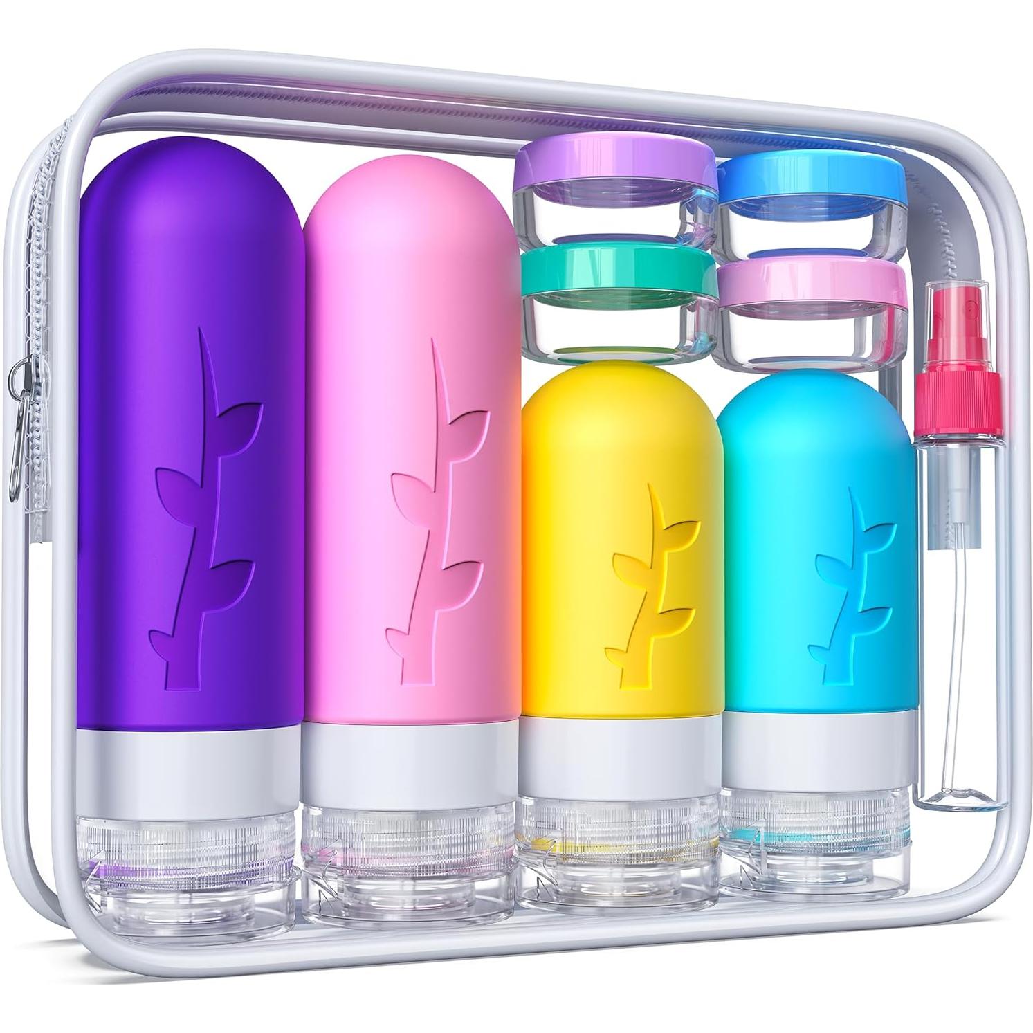 Set de Botellas de Viaje Reutilizables Silicona 18 Piezas