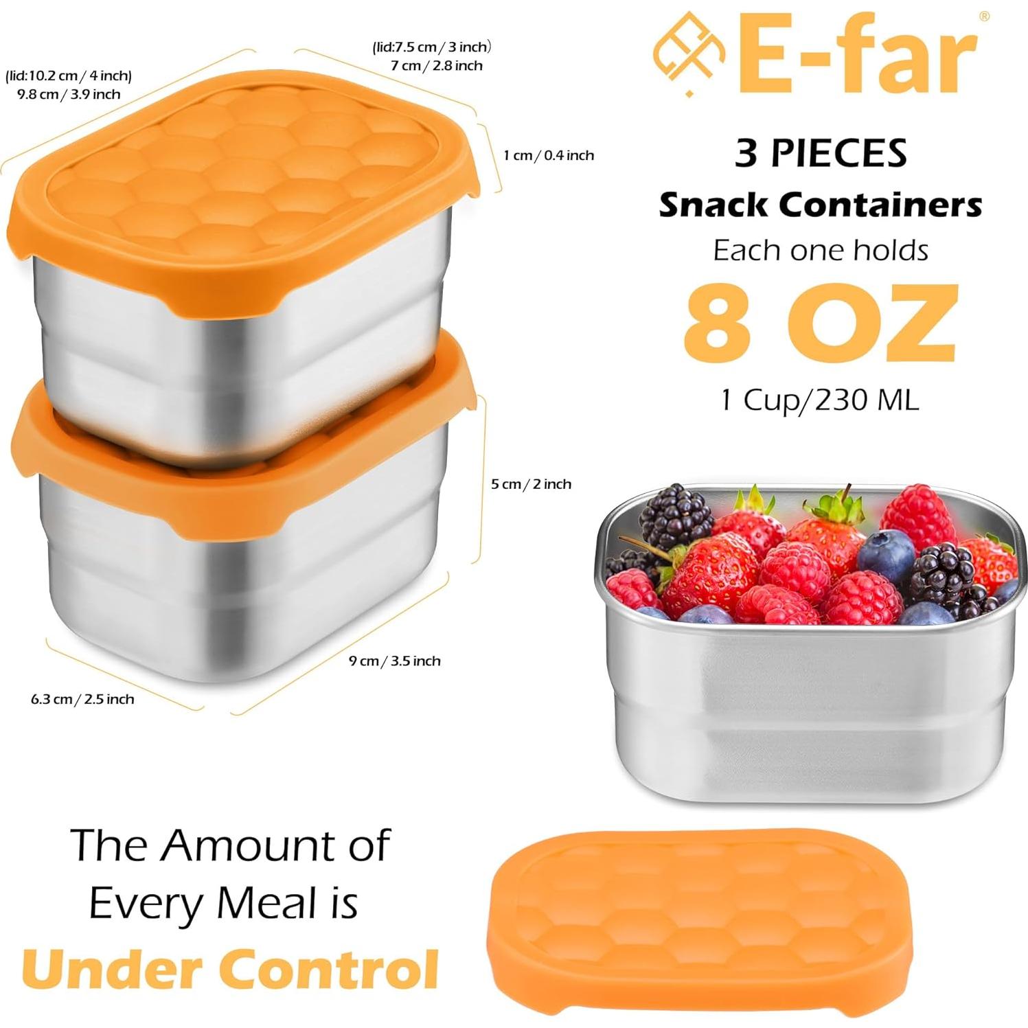 Contenedores de Aperitivos E-far Acero Inoxidable 3 Piezas 230ml