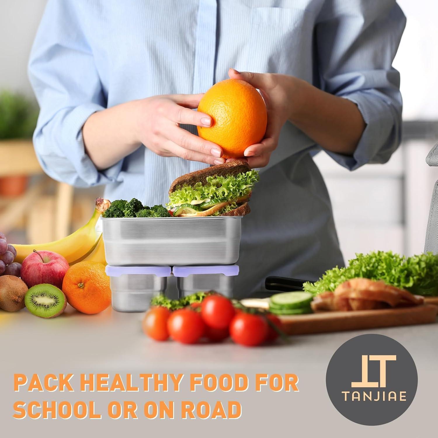 Contenedores de Almuerzo Tanjiae Acero Inoxidable 3 en 1 25oz