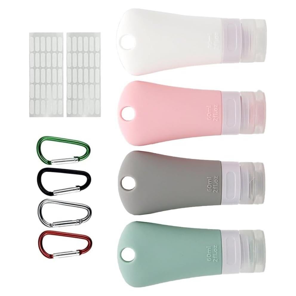 Set de 4 Botellas de Silicona Reutilizables 60ml NingMeng