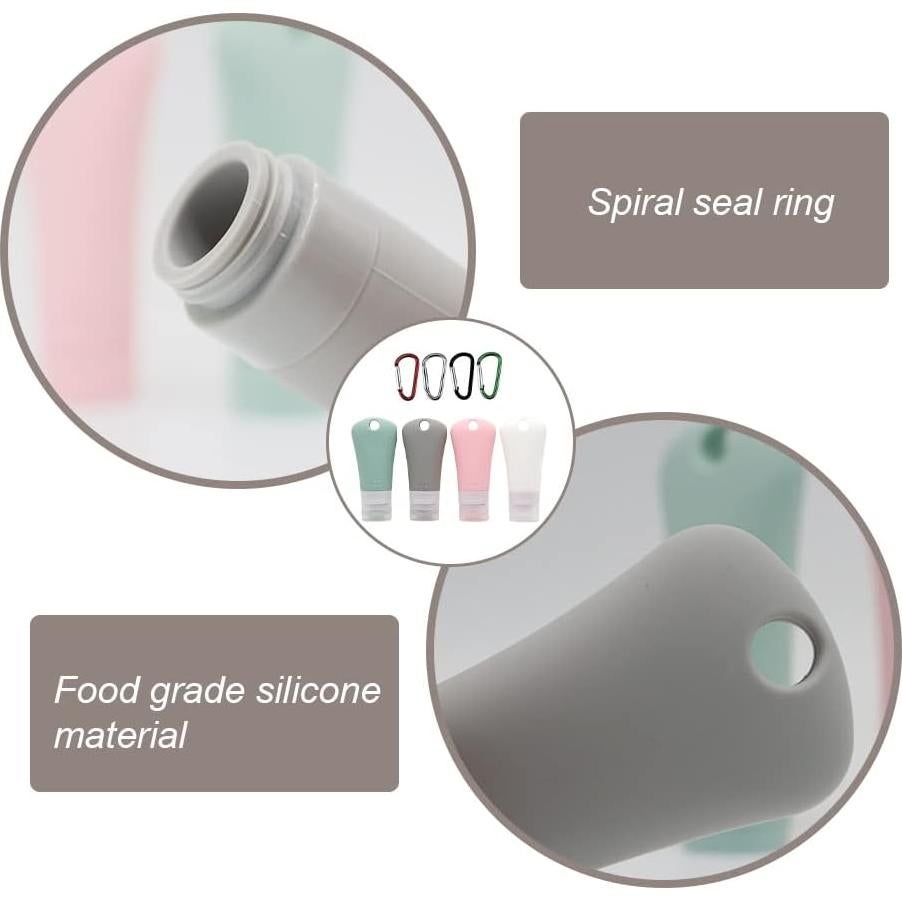 Set de 4 Botellas de Silicona Reutilizables 60ml NingMeng