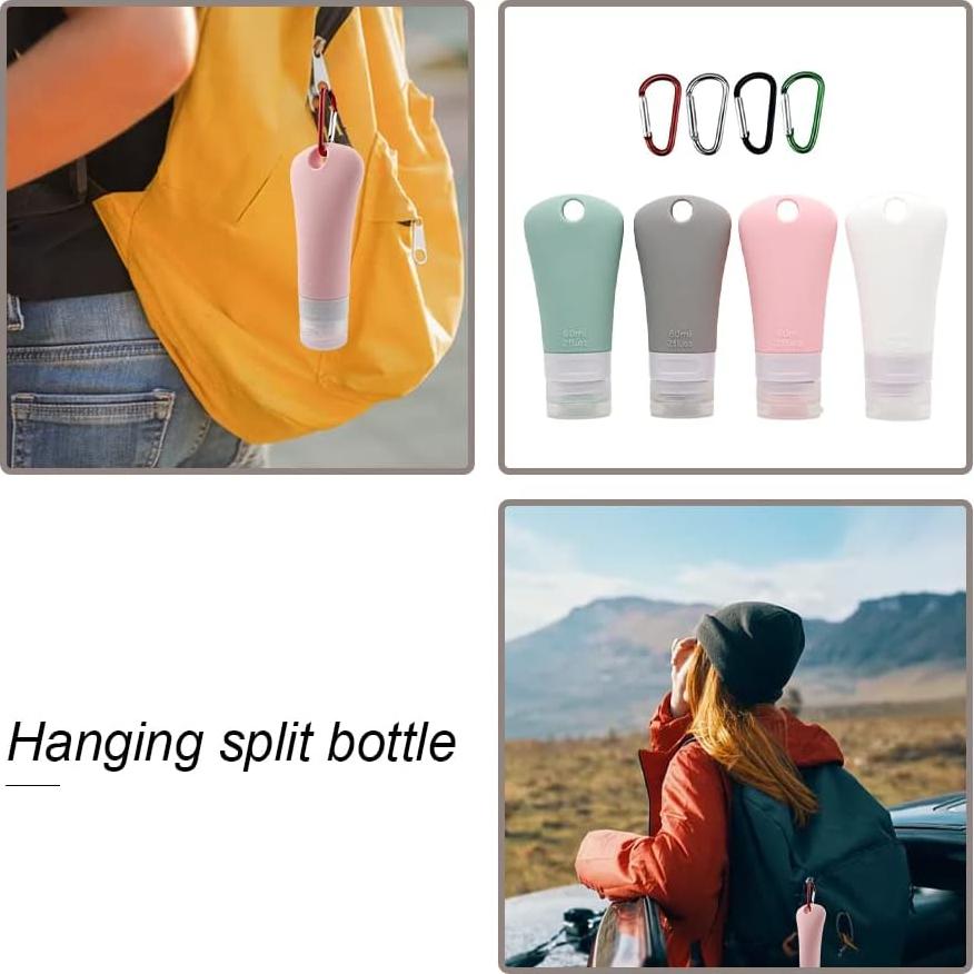 Set de 4 Botellas de Silicona Reutilizables 60ml NingMeng