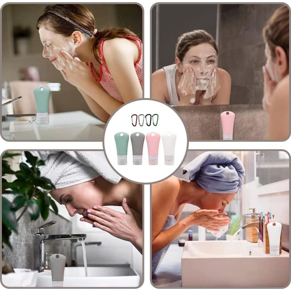 Set de 4 Botellas de Silicona Reutilizables 60ml NingMeng