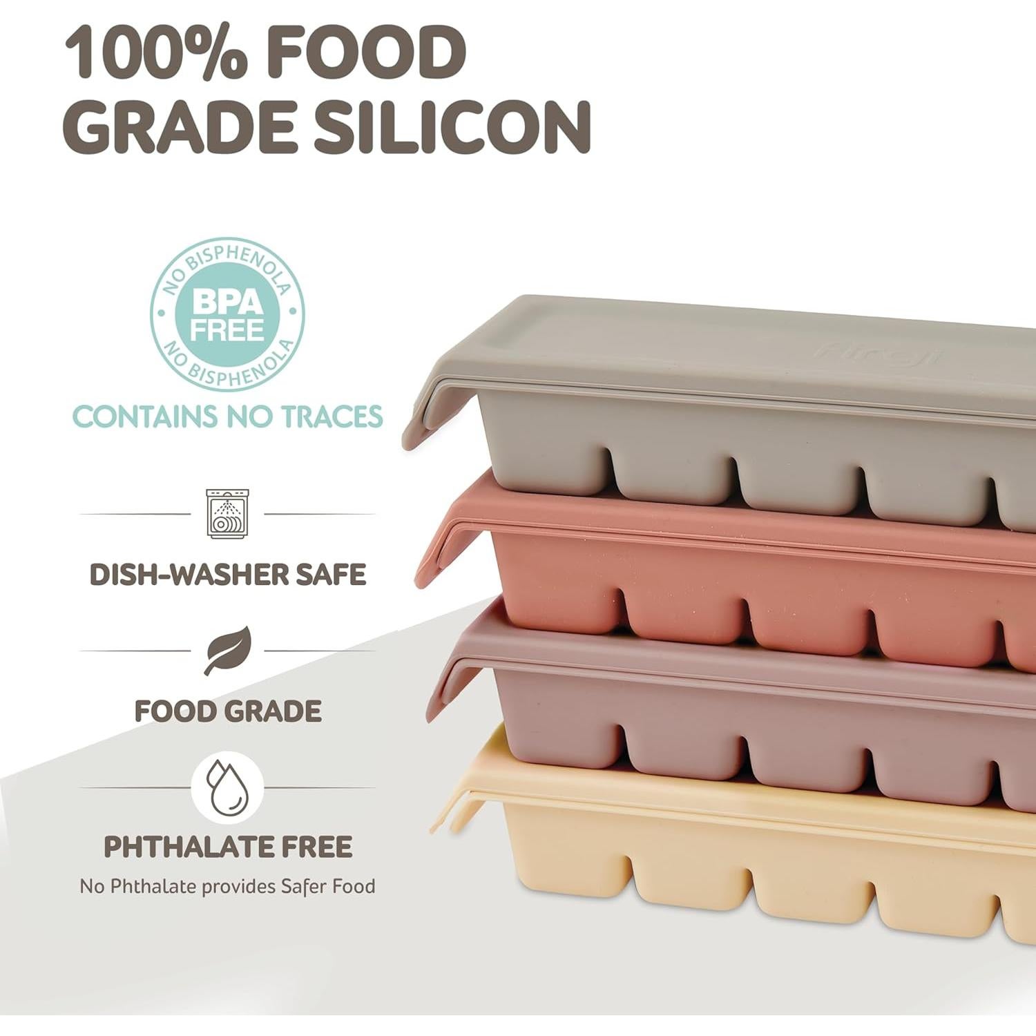 Bandeja de Silicona para Bebés Firgi 6 Secciones 177ml Rosa