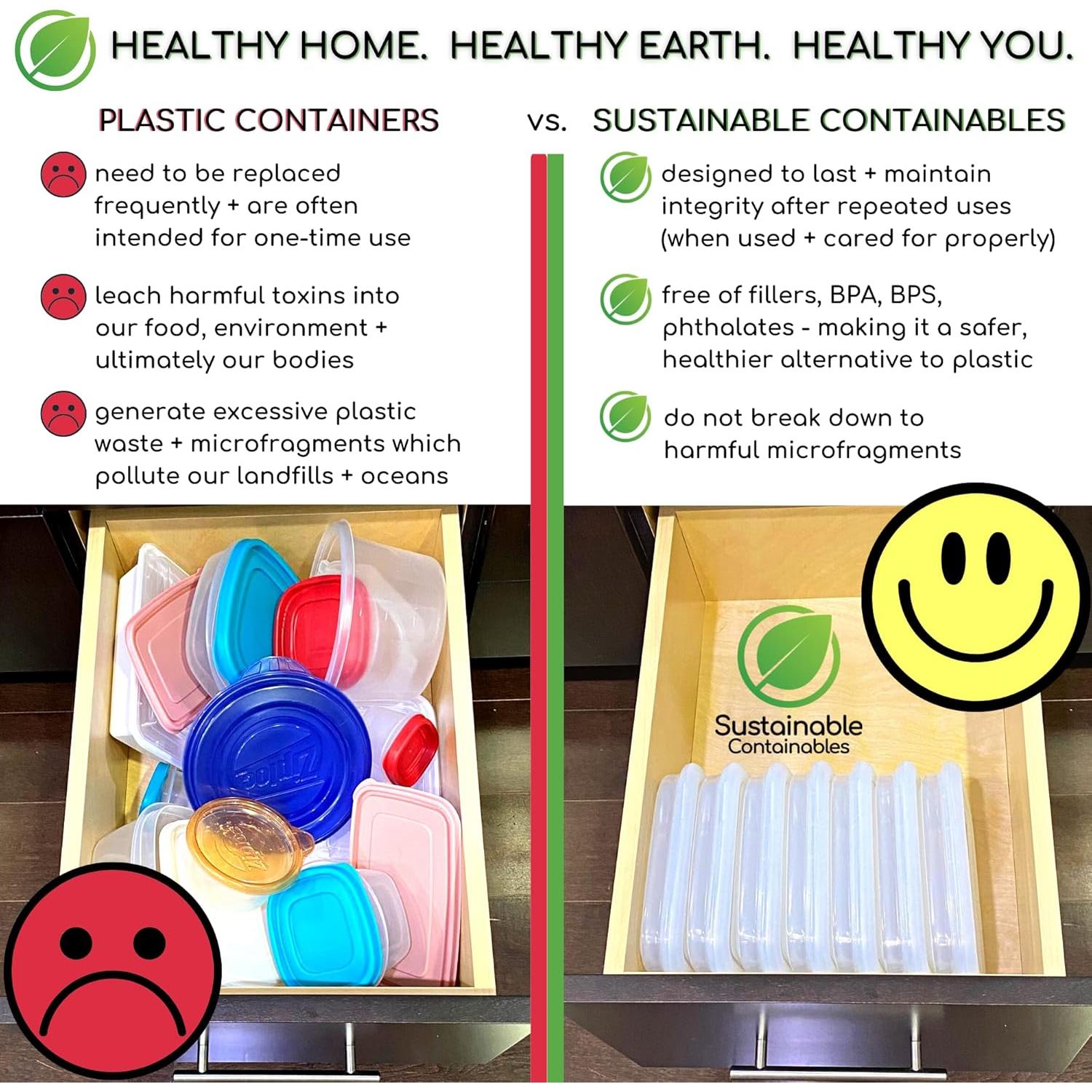 Contenedores de Almacenamiento de Alimentos Silicona 4.9 Tazas 3 Pk