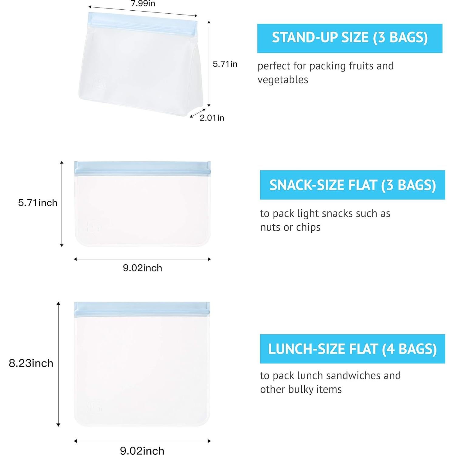 Bolsas de Almacenamiento Reutilizables Gridlabs - 10 Unidades PEVA