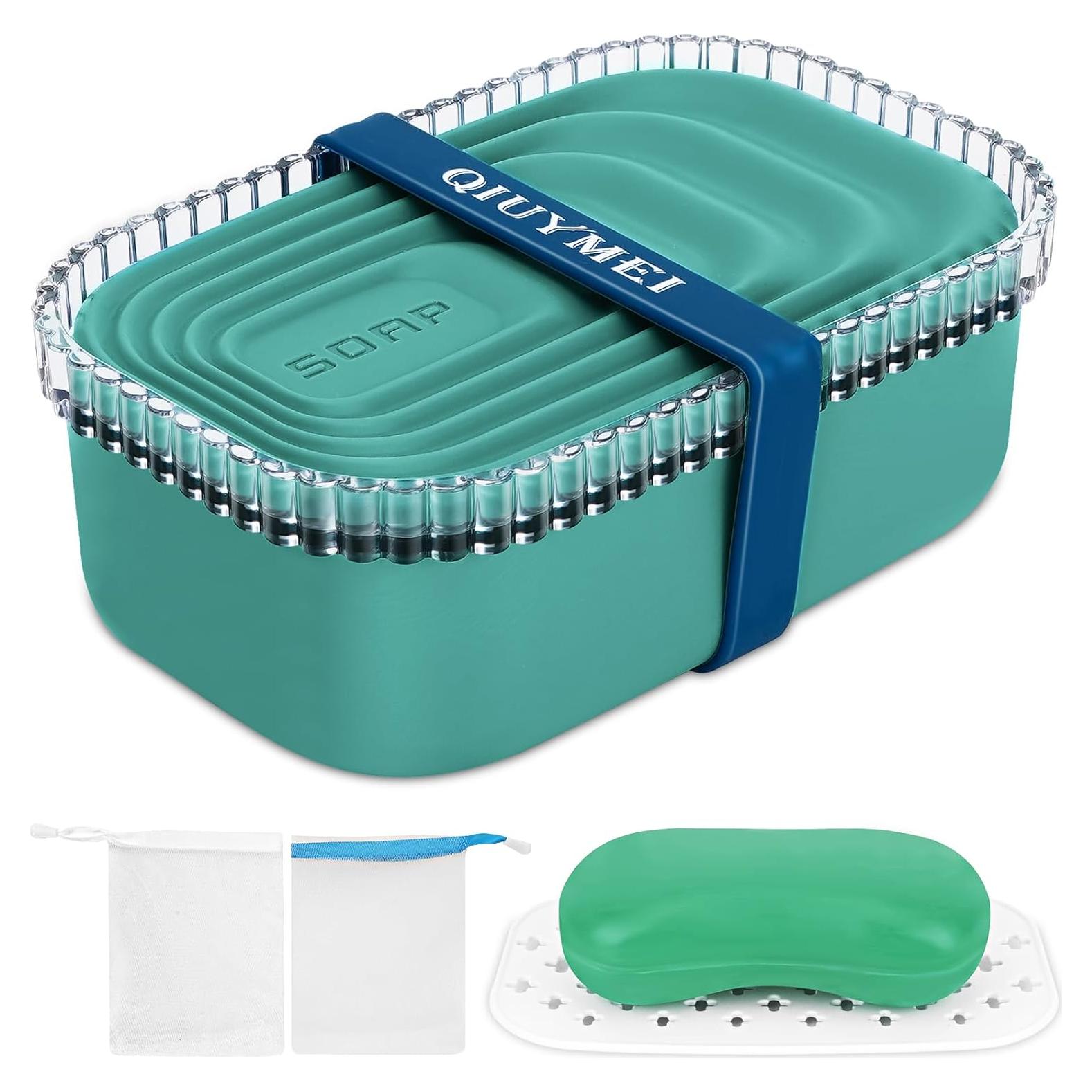 Soporte para Jabón QIUYMEI Verde, Contenedor Portátil a Prueba de Fugas