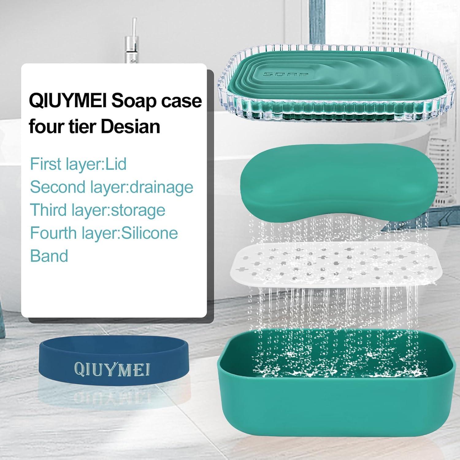 Soporte para Jabón QIUYMEI Verde, Contenedor Portátil a Prueba de Fugas