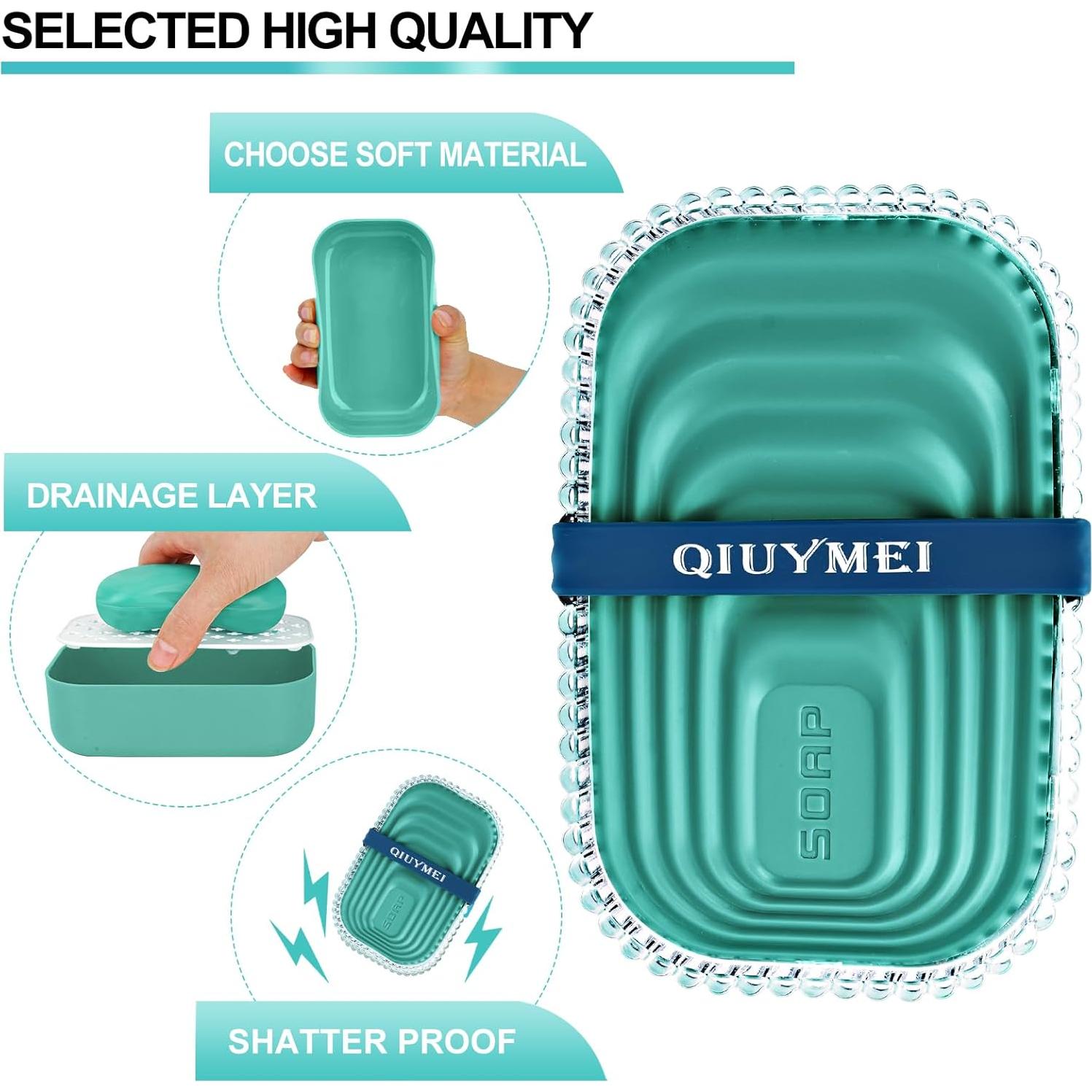 Soporte para Jabón QIUYMEI Verde, Contenedor Portátil a Prueba de Fugas