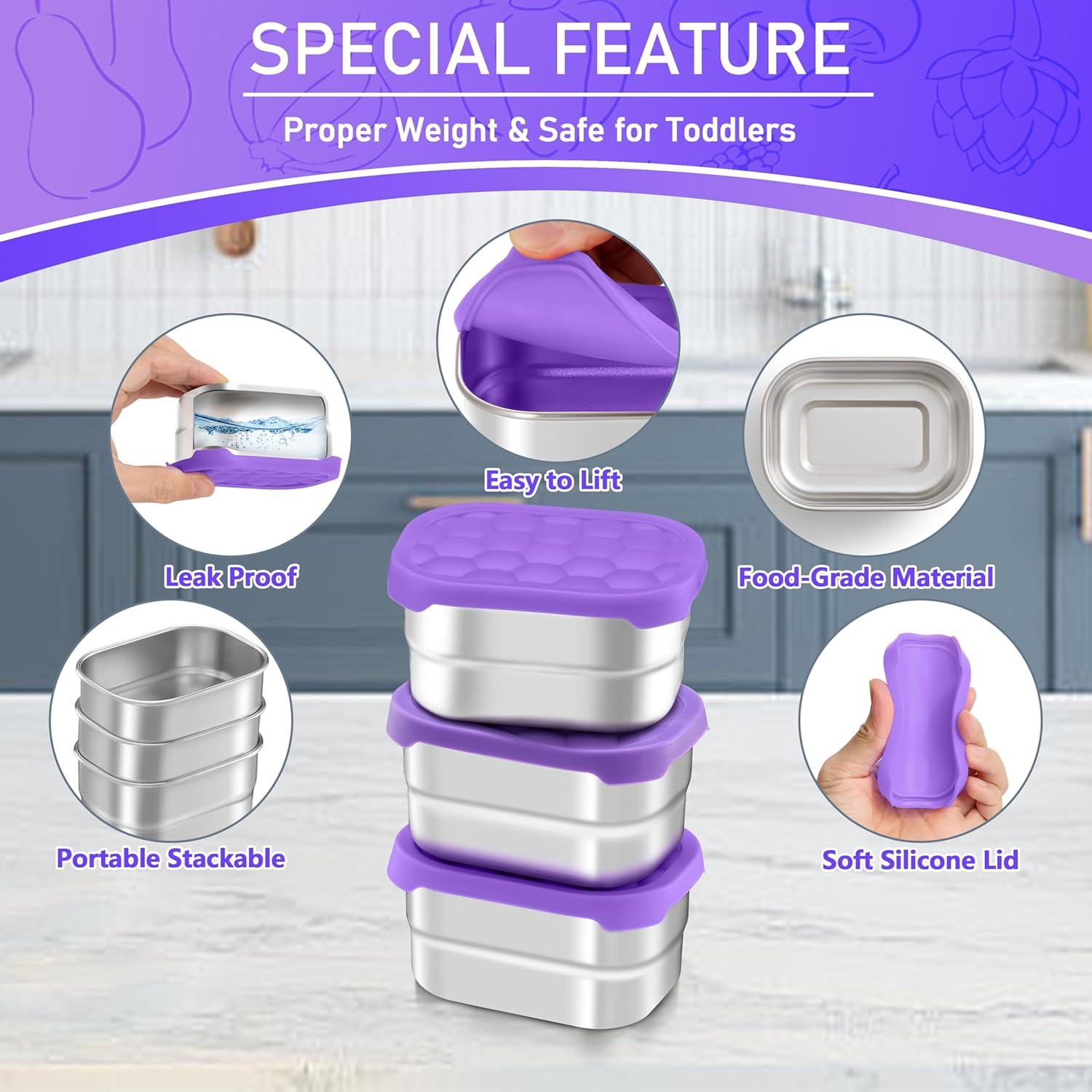 Contenedores de Aperitivos HaWare 8oz Acero Inoxidable 3 Pzs