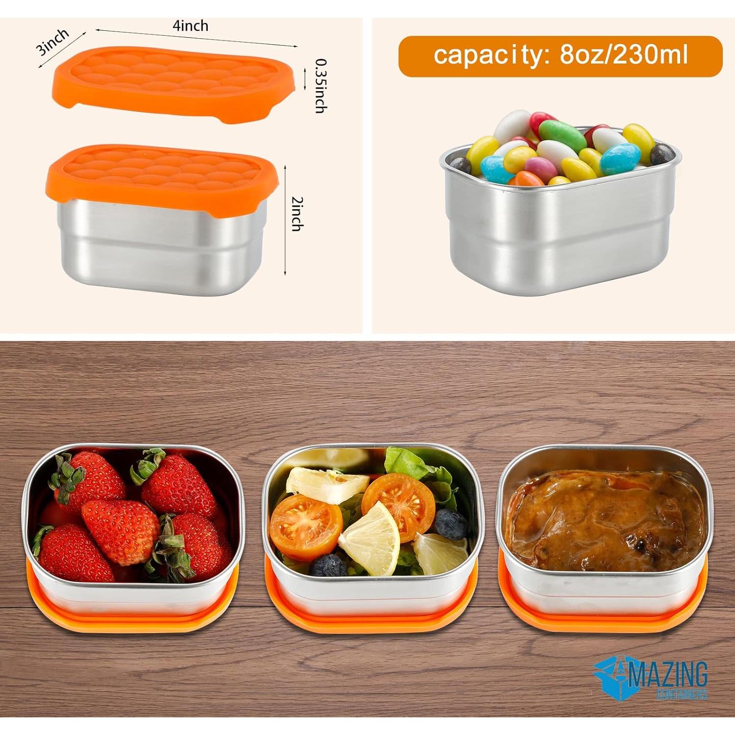 Contenedores de Aperitivos Acero Inoxidable 230ml 3 Piezas